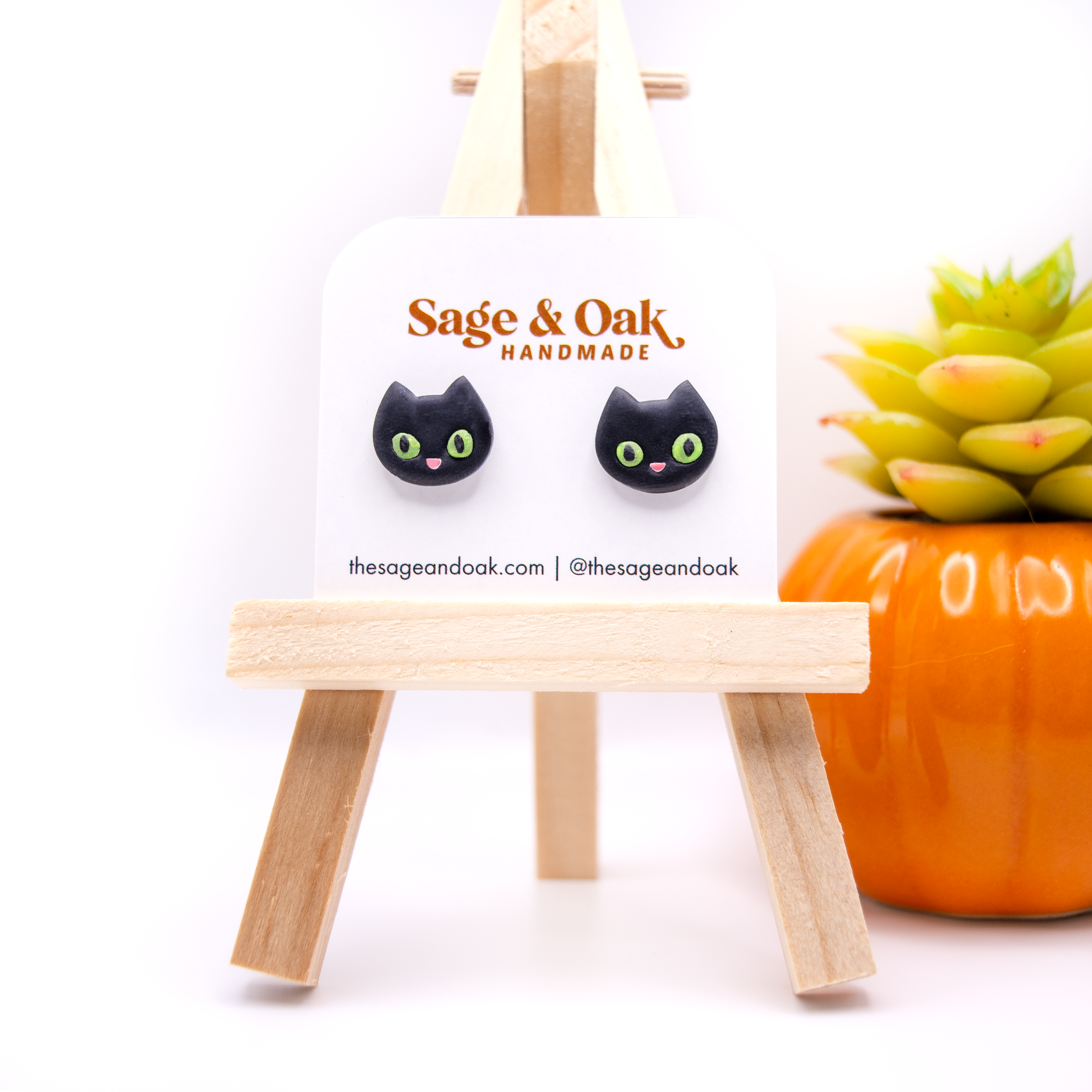 "Black Cat" Stud Earrings