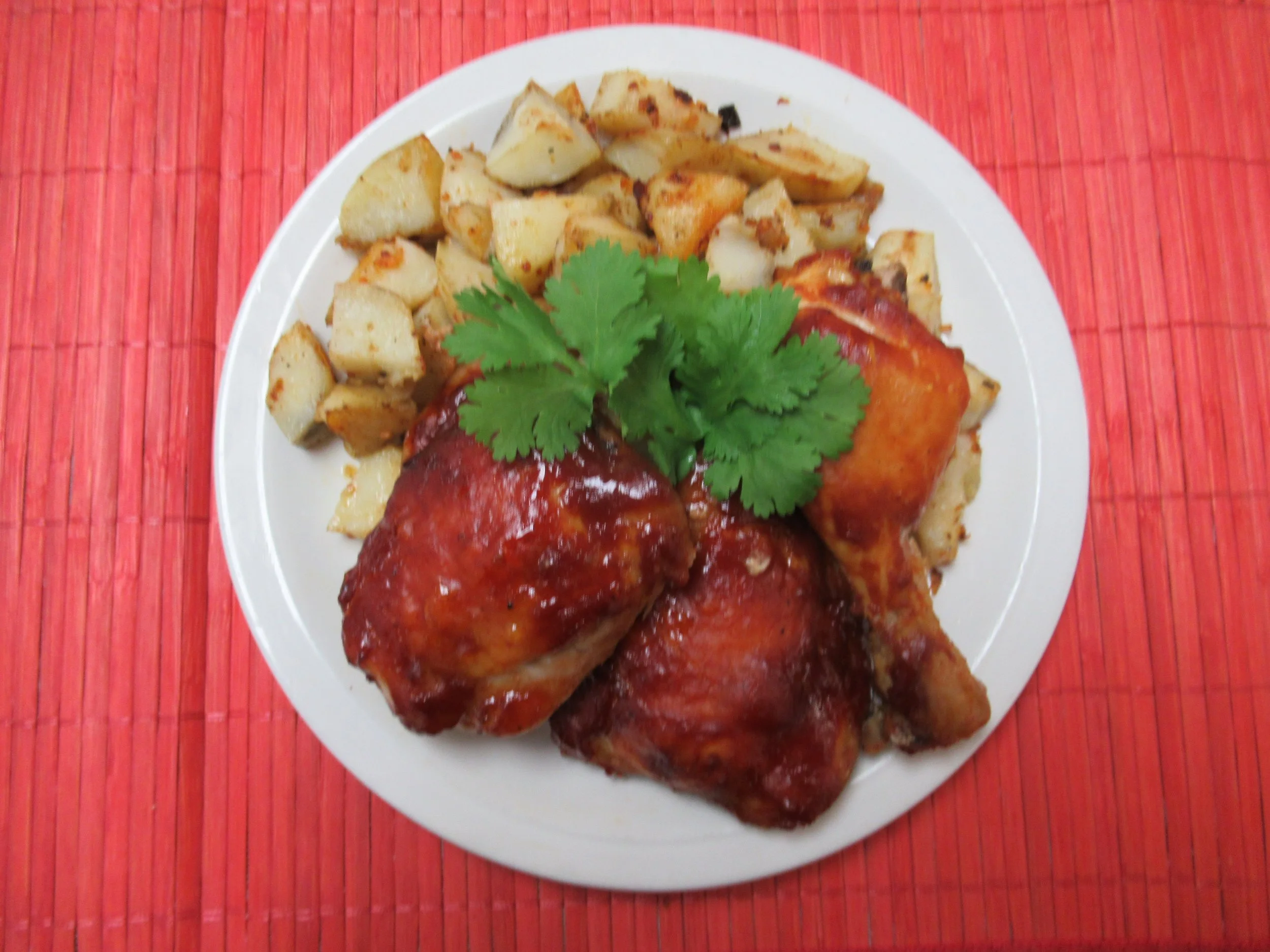 Honey Garlic Chicken and roasted potatoes.JPG