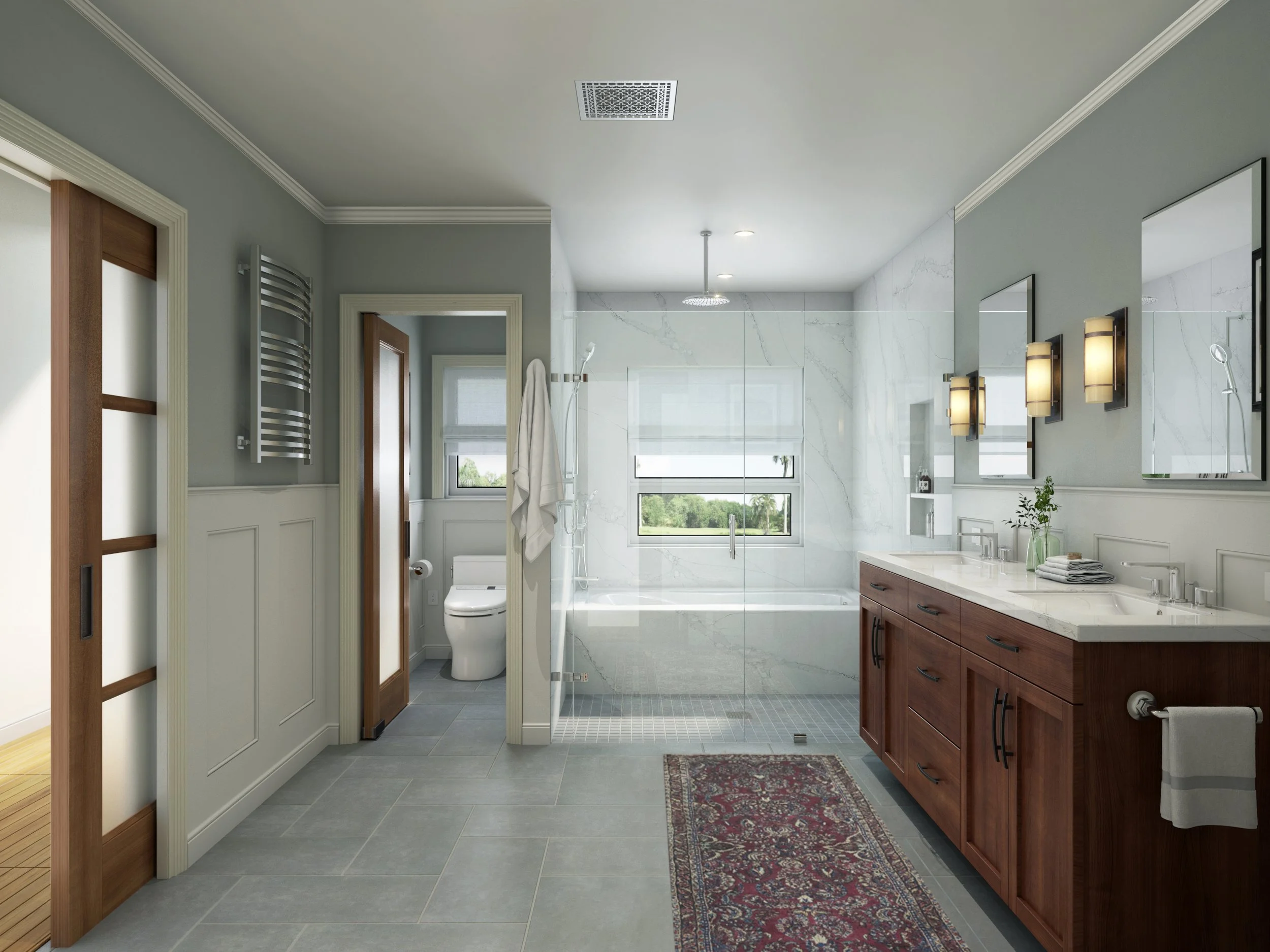 Miss Alice Designs - Pacific Heights Primary bathroom 3D renders