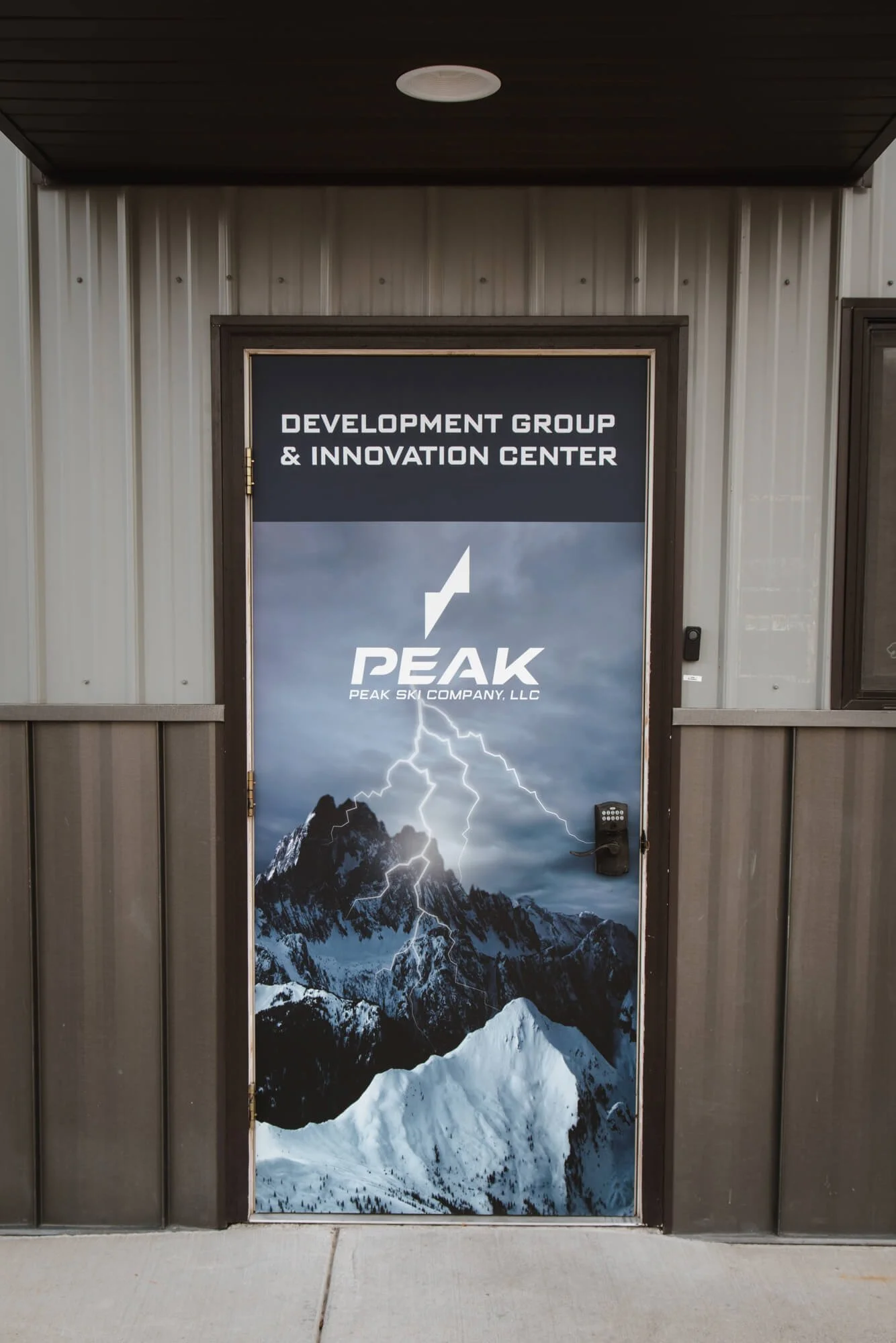 Exterior door full wrap for Peak Skis in Bozeman , Montana