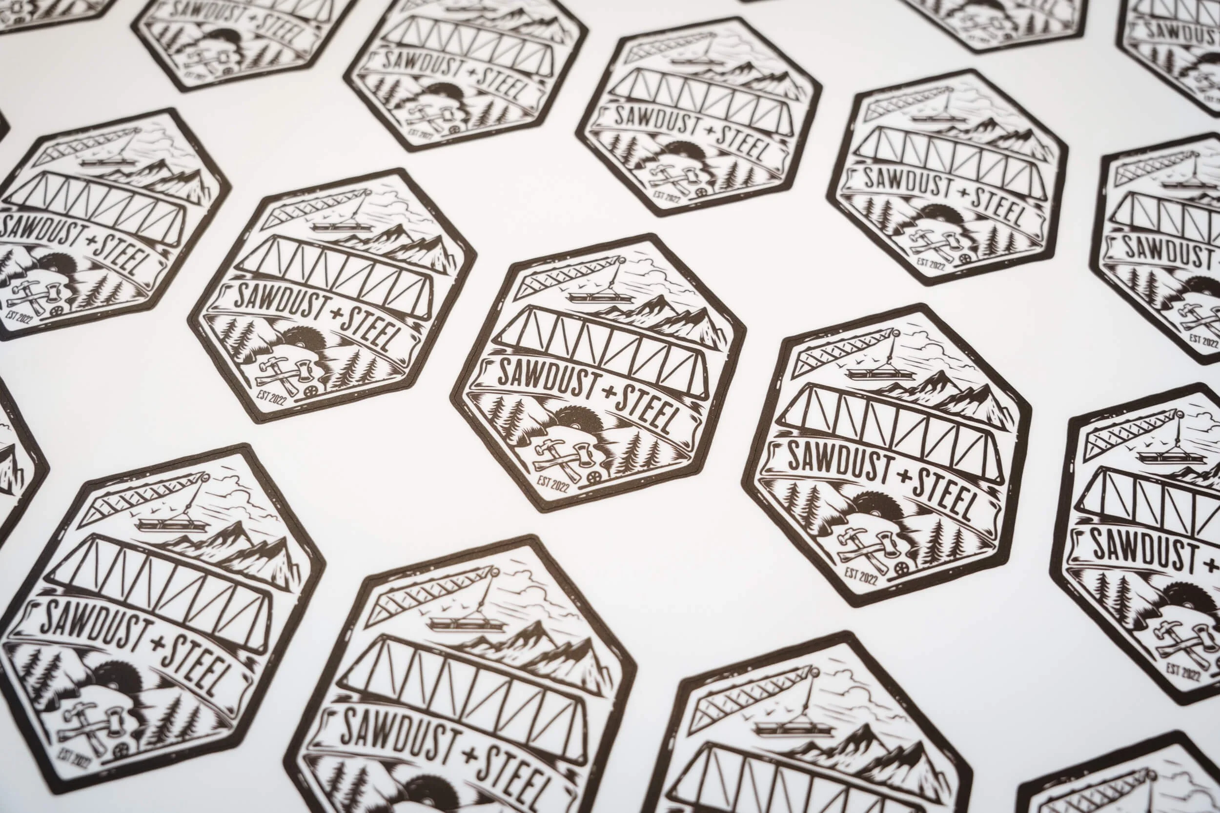 Detailed die-cut custom decals made for logos and illustrations.