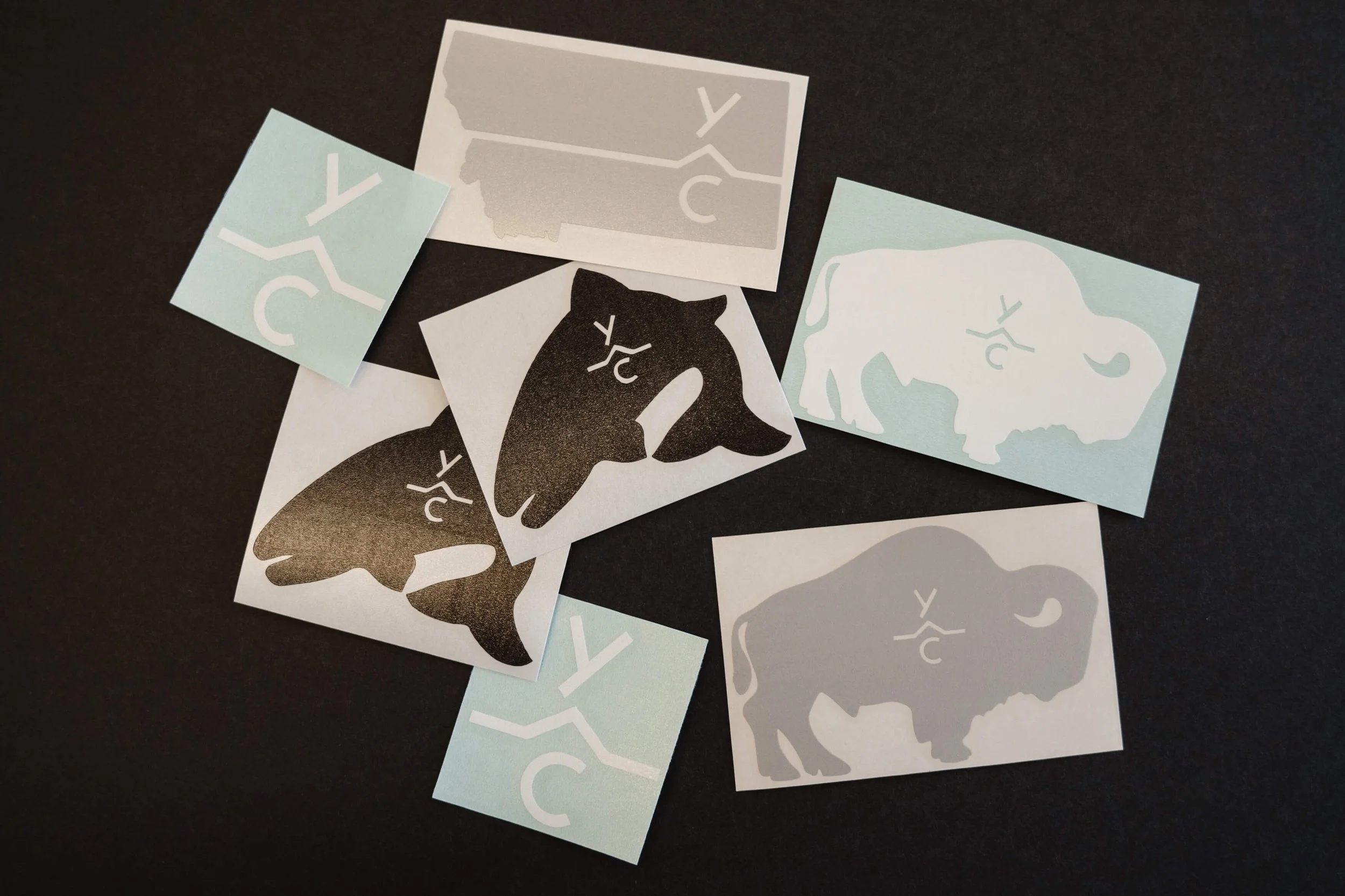Die-cut vinyl stickers for the Yellowstone Club, printed by The Wrap Agency in Bozeman.