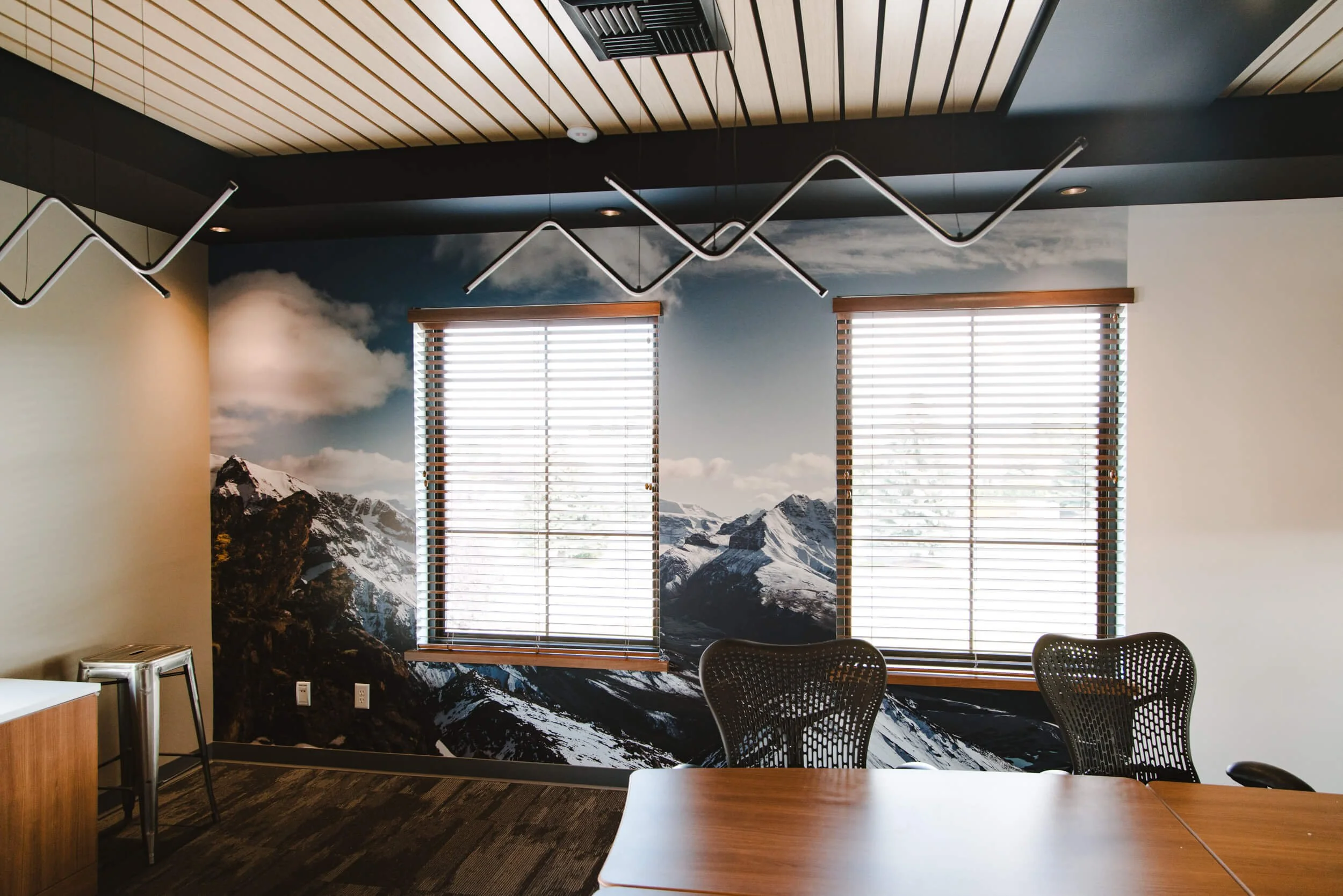 Custom mountain landscape wall wrap by Wrap Agency for MeatEater in Bozeman, MT.