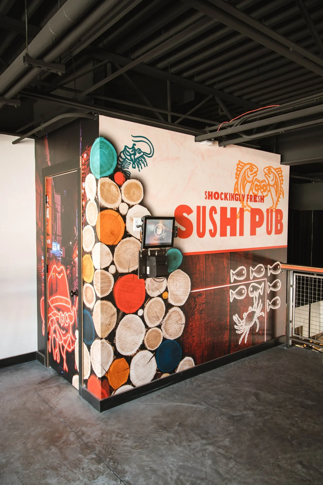 Sushi restaurant logo wall wrap by Wrap Agency for Hachi Sushi Pub in Bozeman, MT.