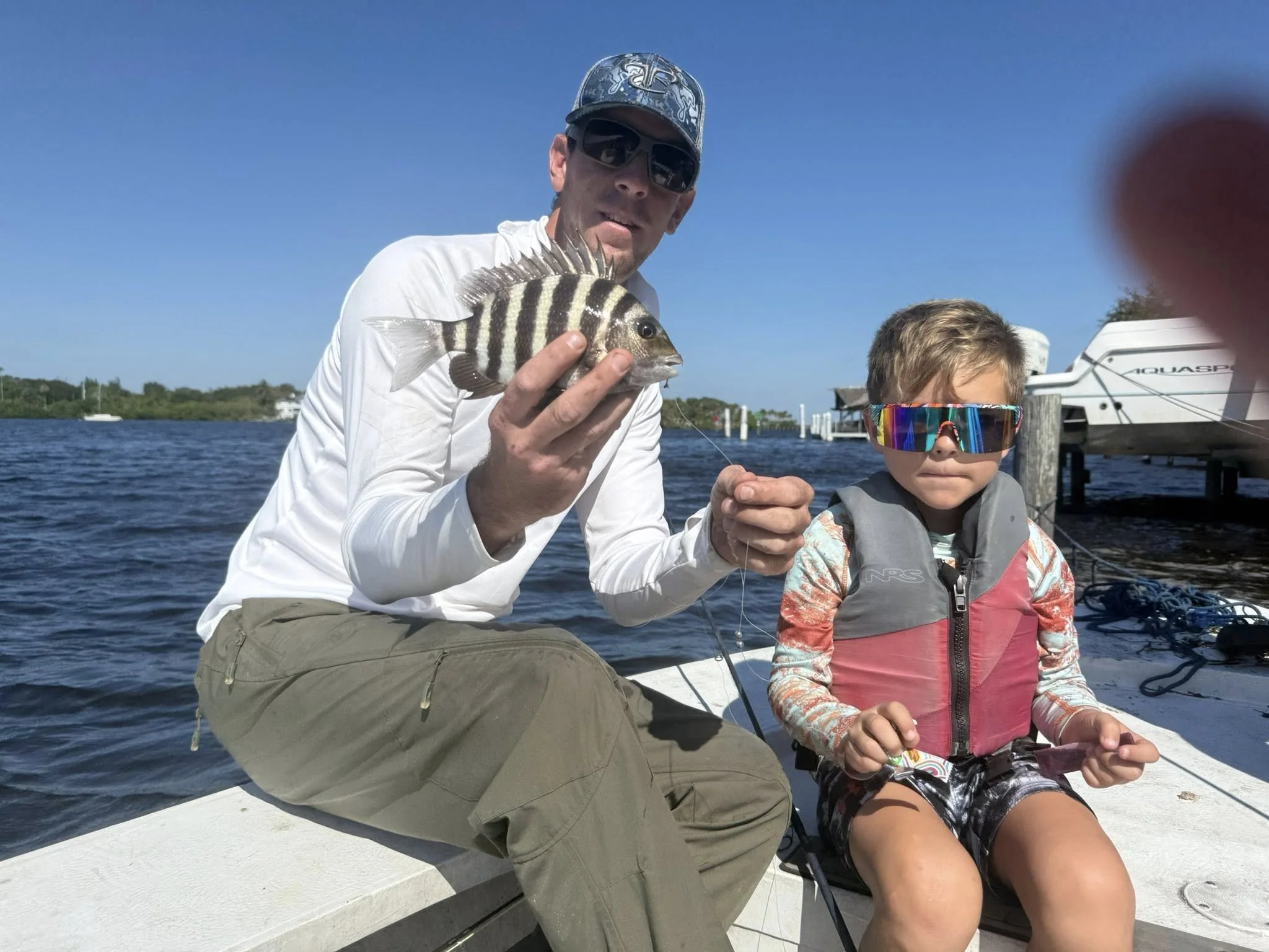 Maine Fishing Guide Brandon Bichrest and son Everett Bichrest with a Sheepshead Caught in Florida  Oct 2025