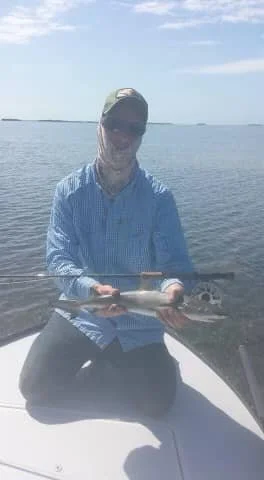 Maine Fishing Guide Brandon Bichrest with a Lemon Shark caught on a fly Islamorada FL