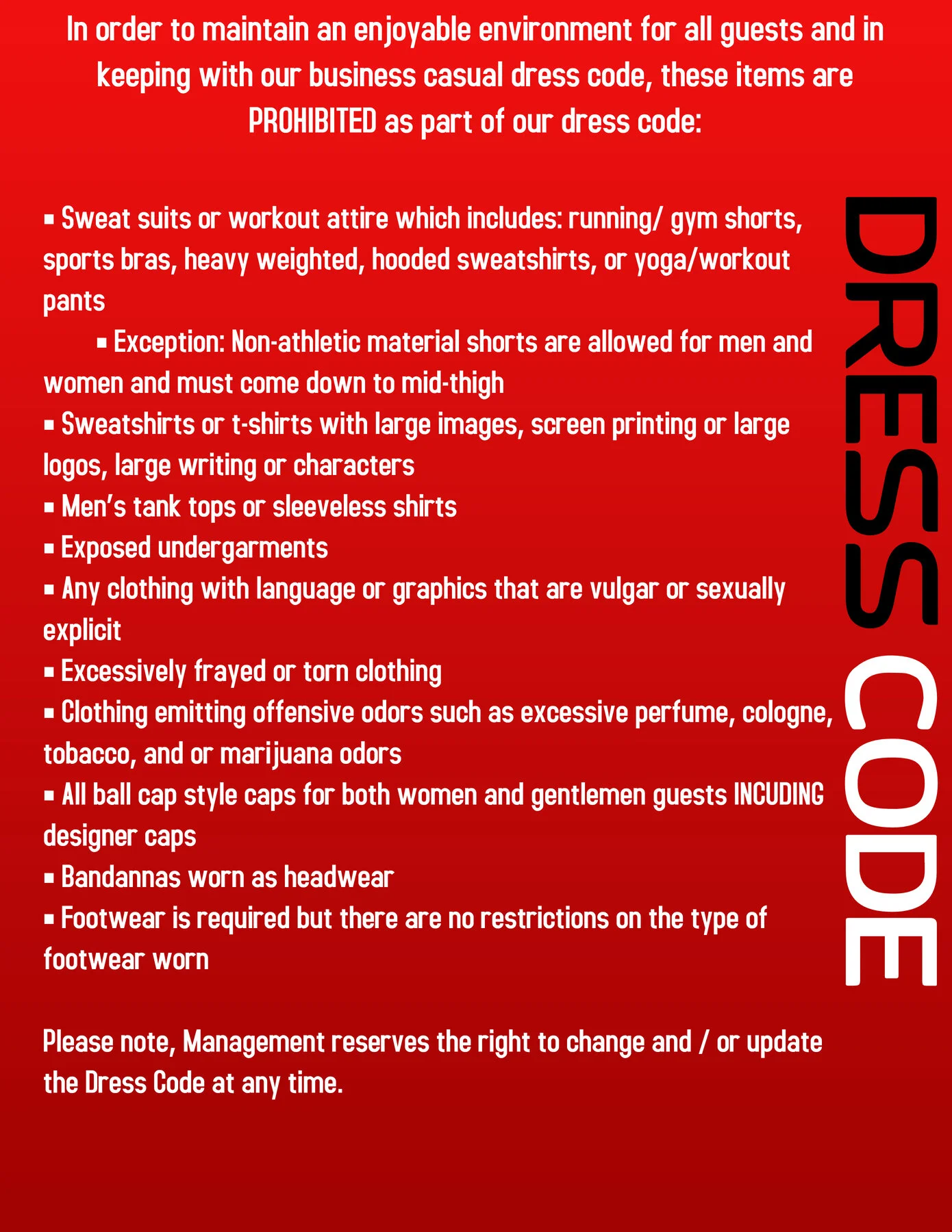 Dress Code The Park Supper Club