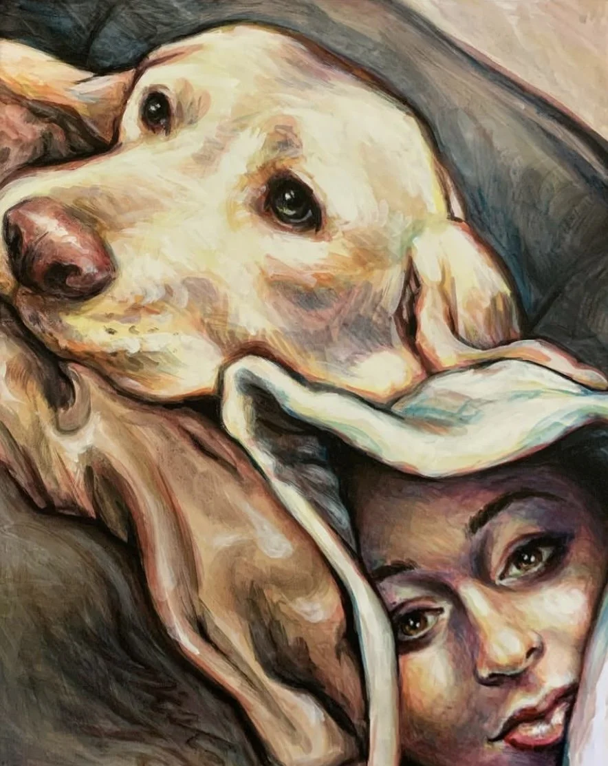 Portrait by Nicole Palapoli: dog with its owner