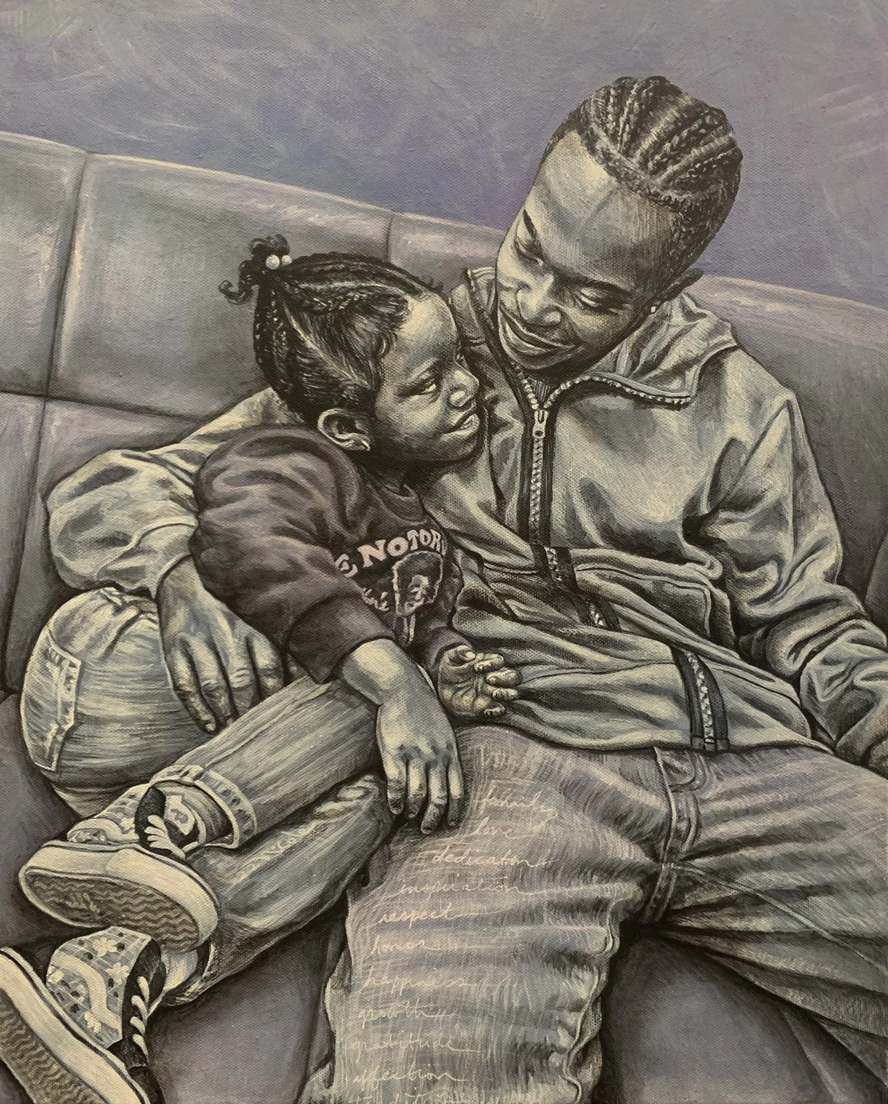 Portrait by Nicole Palapoli: father and daughter asleep on the couch