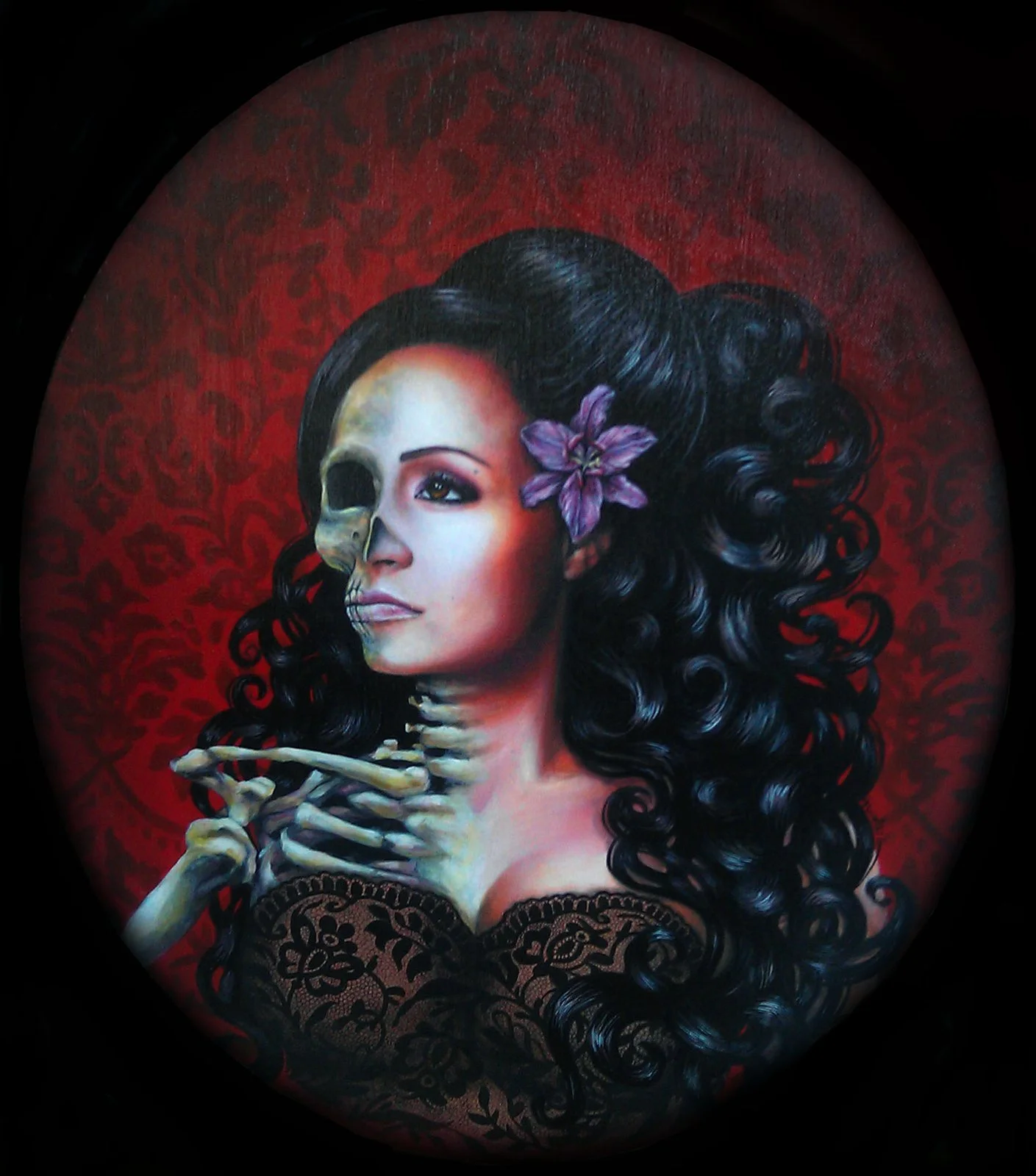 Portrait by Nicole Palapoli: woman with a flower in her hair