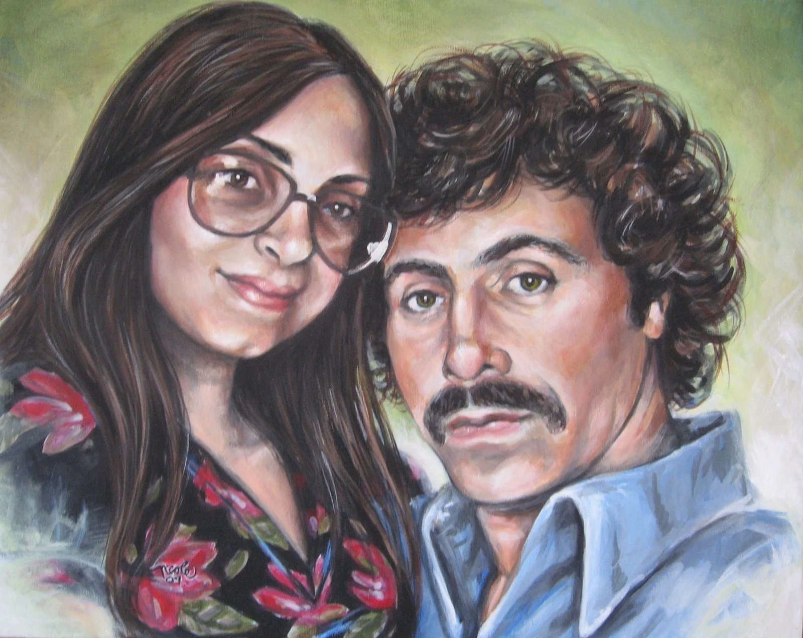 Portrait by Nicole Palapoli: couple, painted from a 1970s photo