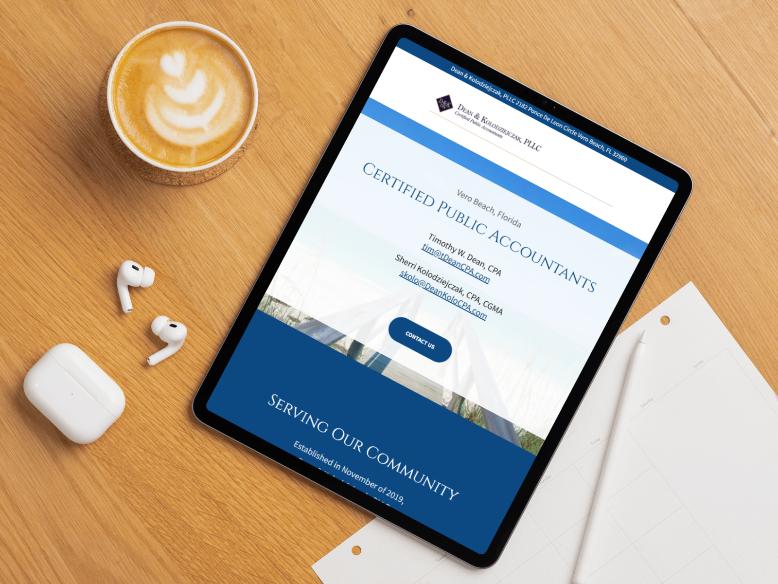 Landing Page in iPad