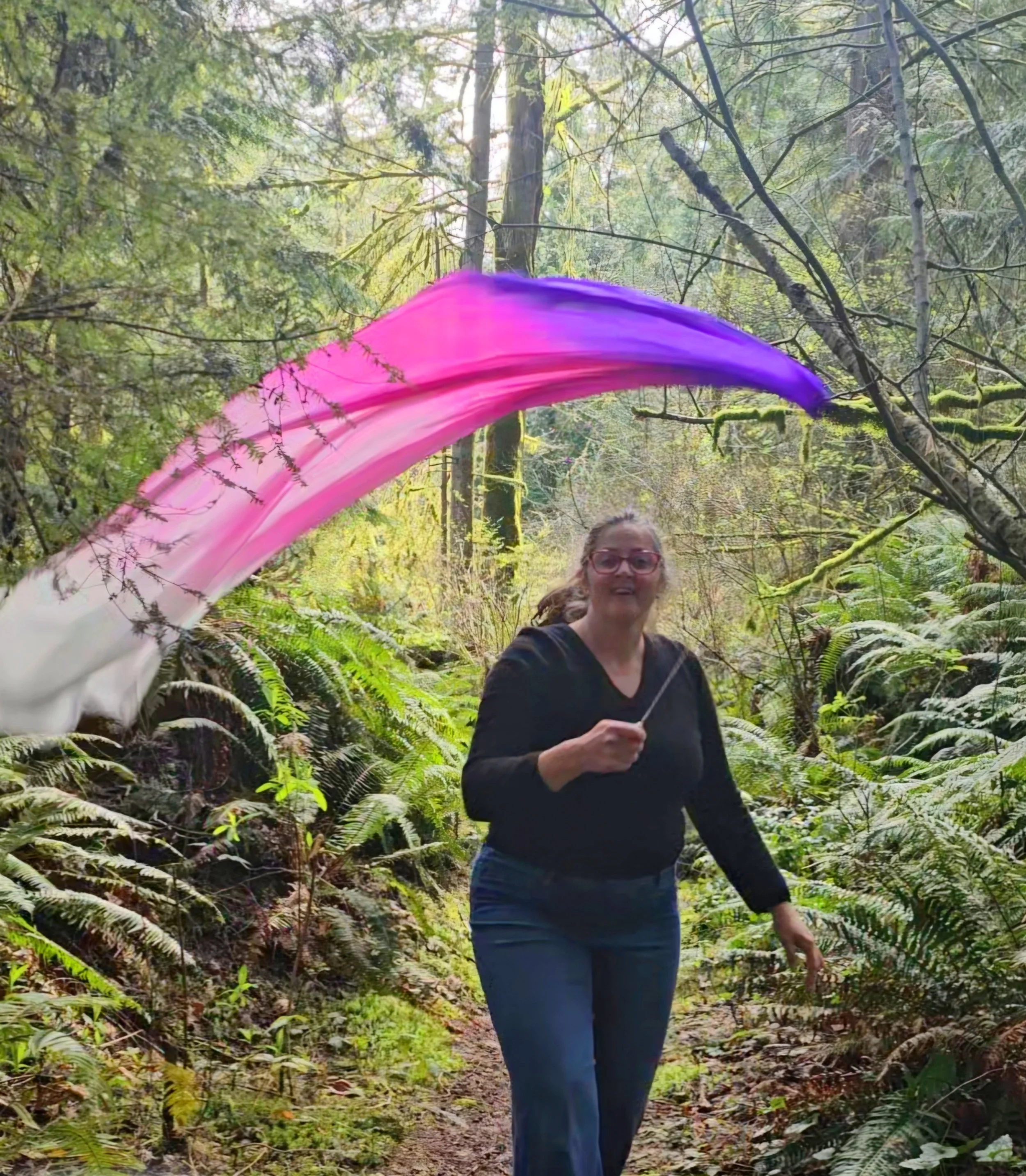 Silk Veil Poi ~ "Fuchsia Blossom" Sold Individually