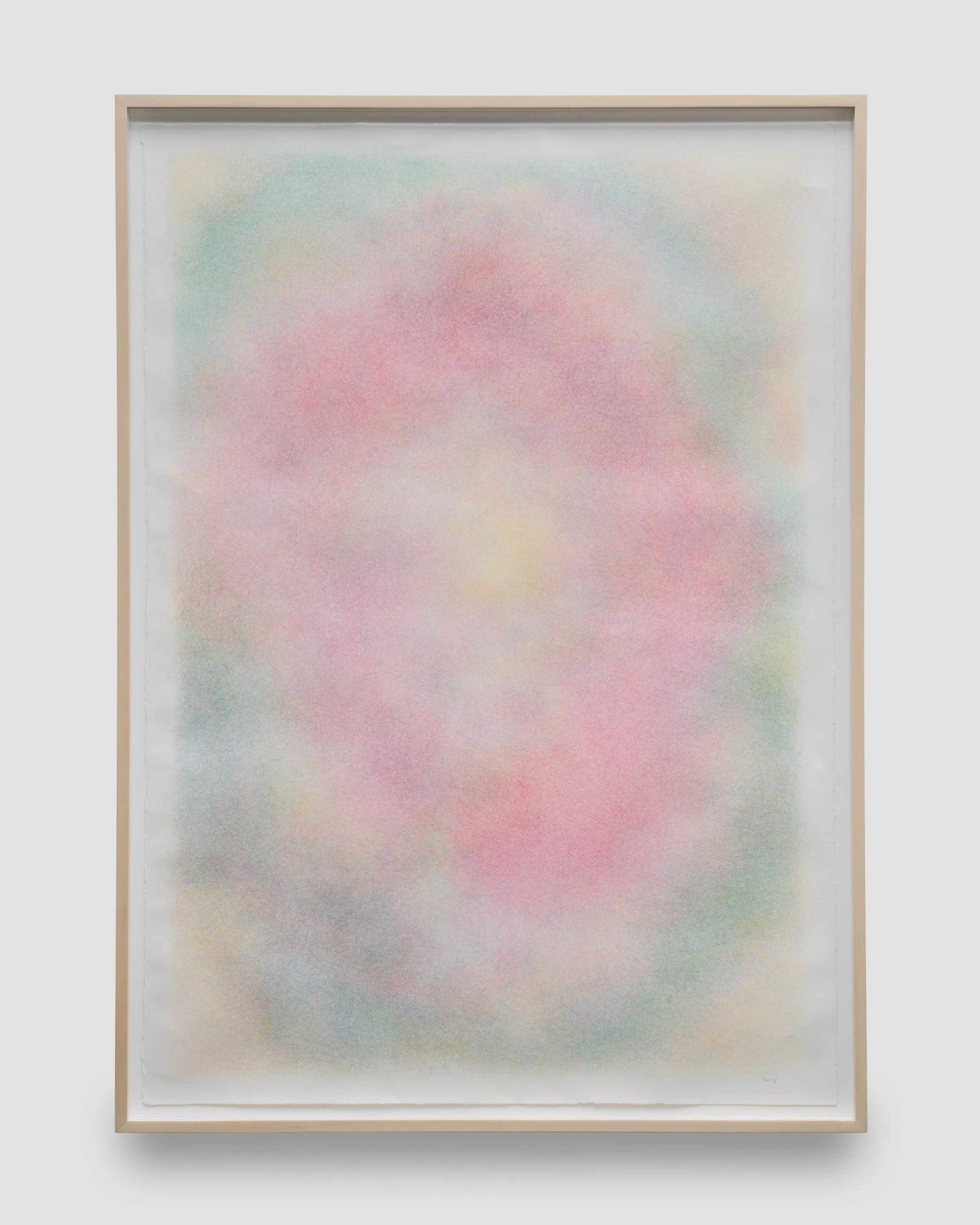 Red (Iris), 2026, Color pencil on cotton paper, framed, 61 × 42 in