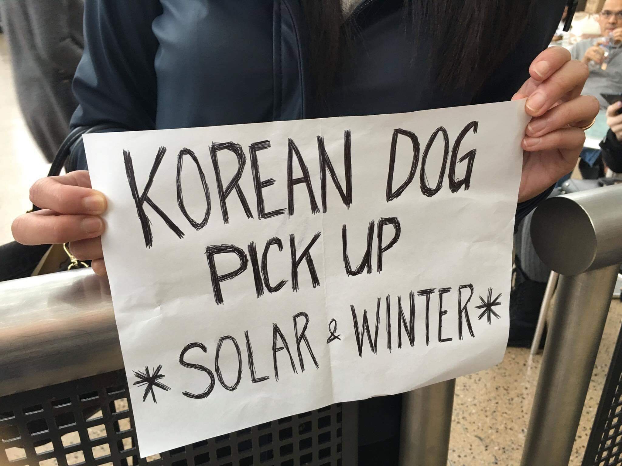 We had a sign to pick up Solar & Winter at the Seattle-Tacoma International Airport