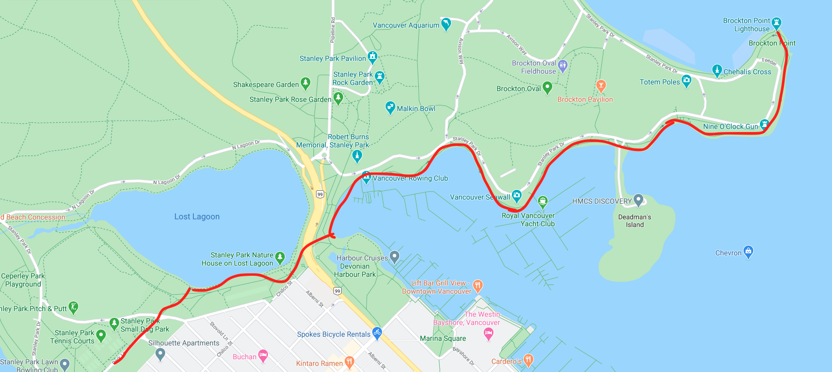 This is our recommended path for the Stanley Park walk