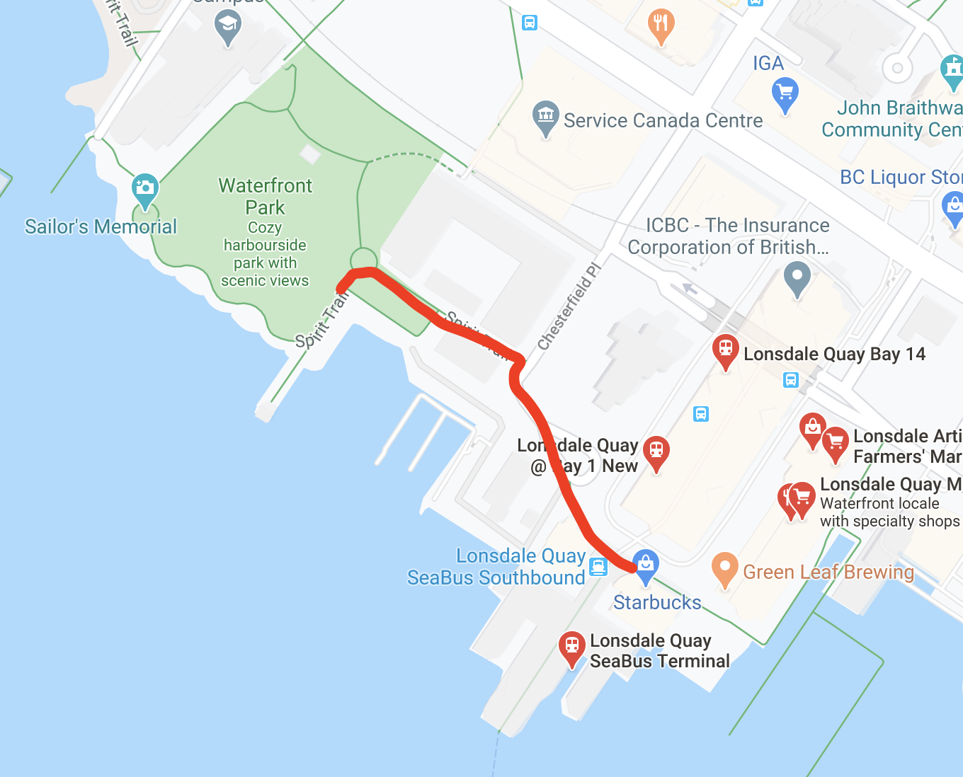 Path from Lonsdale Quay to the Waterfront Park