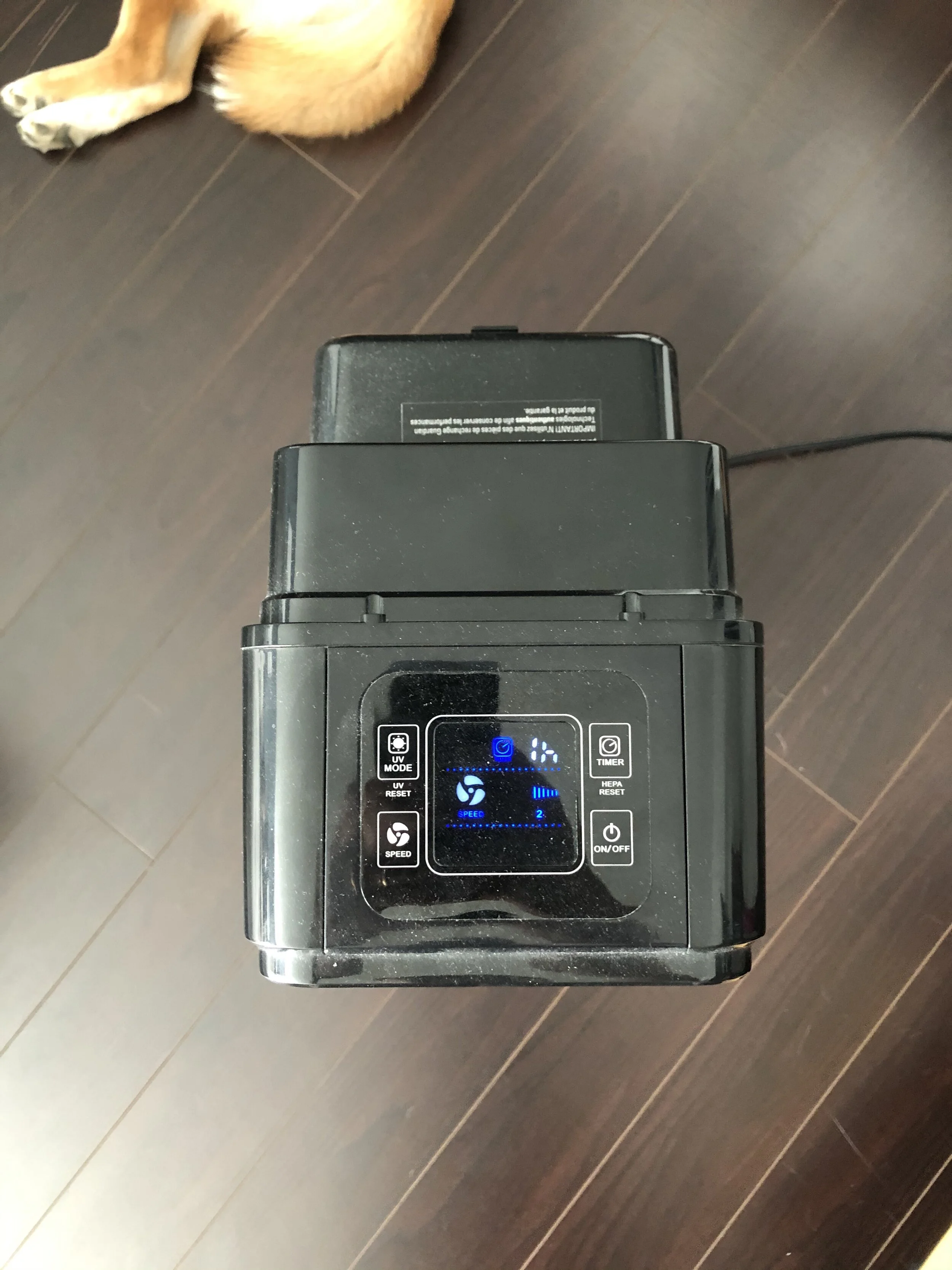 A shot of the settings on the GermGuardian Air Purifier