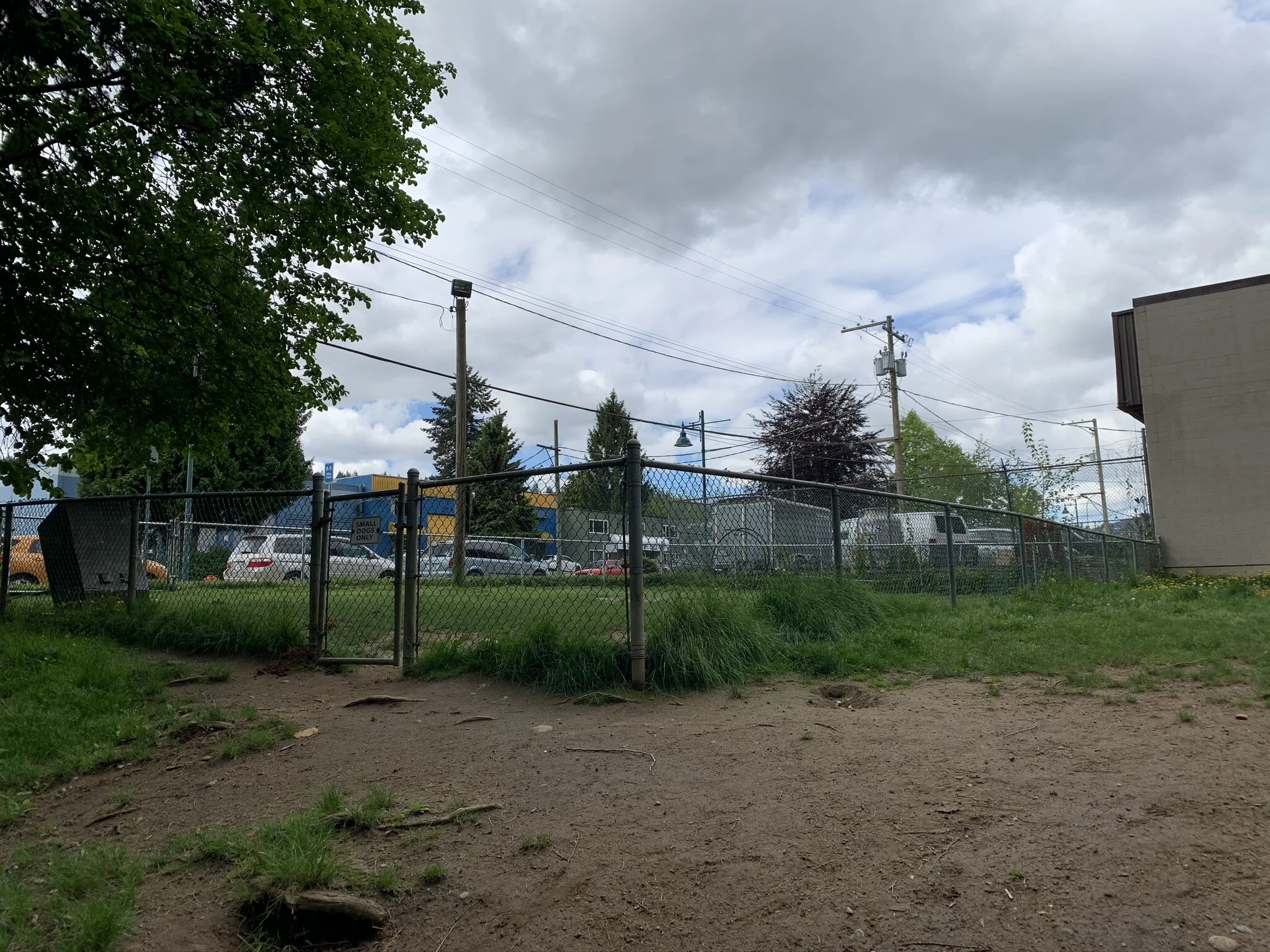 A photo of the enclosure within the enclosure for smaller breeds at Rocky Point Park’s Off-Leash Dog Park