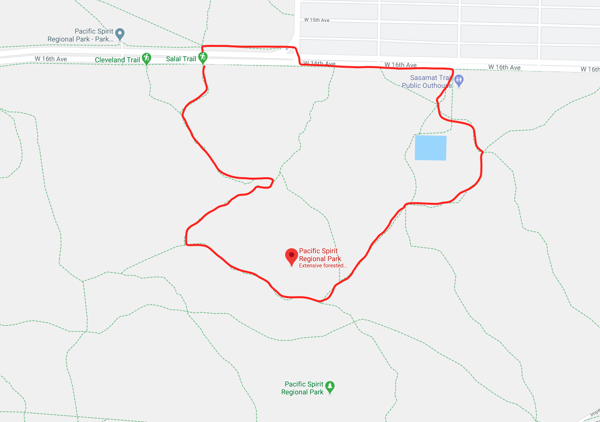 There are maps with proper labels throughout the park at the Pacific Spirit Regional Park (from Salal Trail)