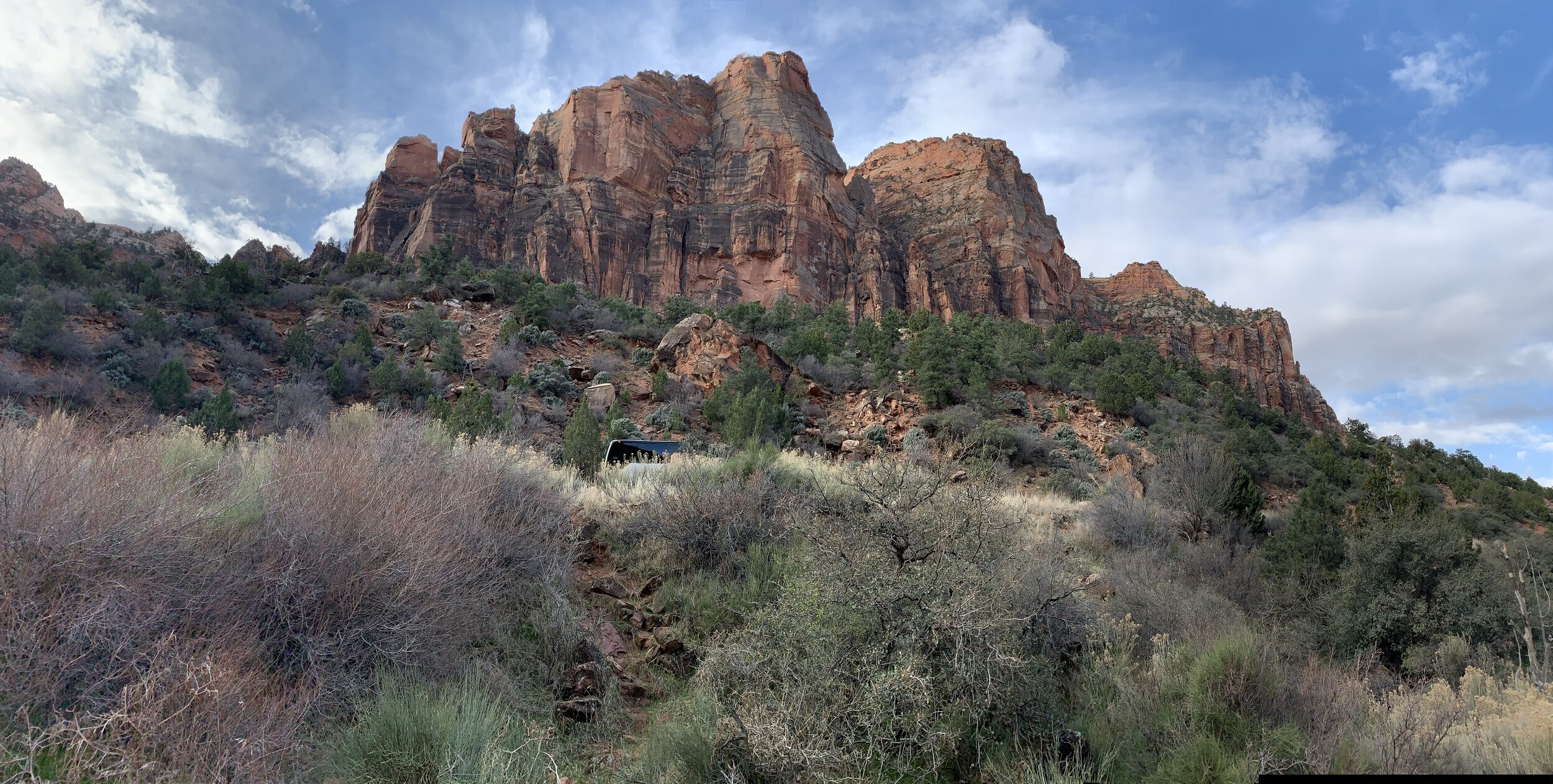Panoramic shot of the mountains at Zion National Park