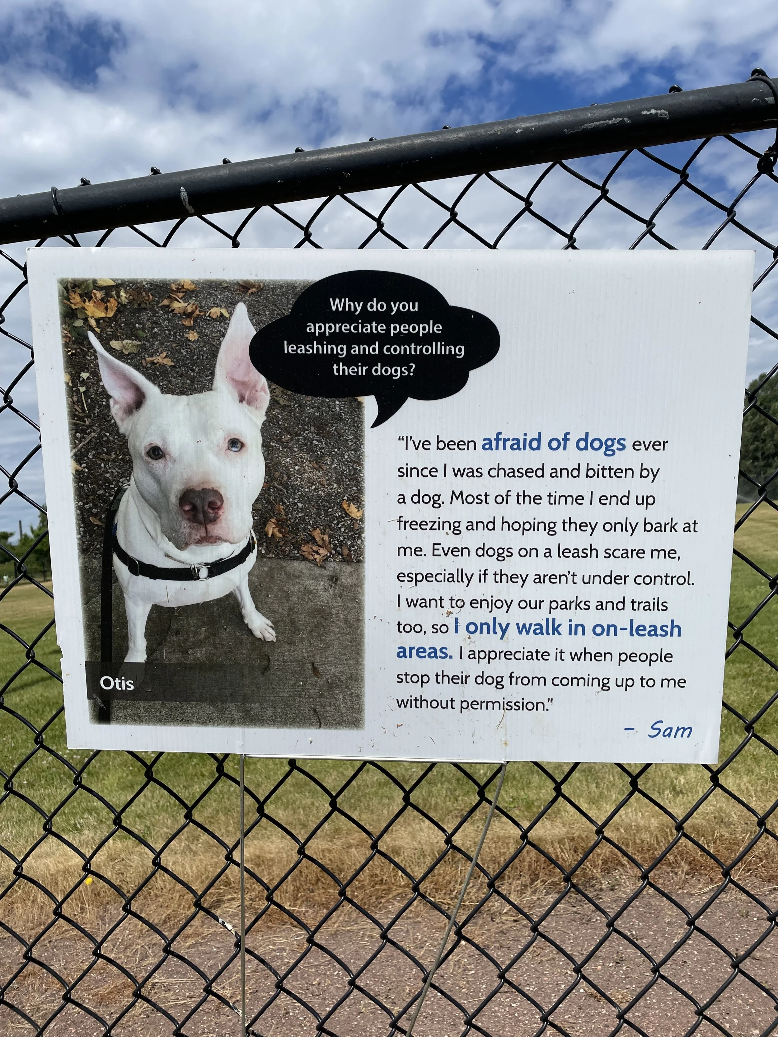 Markus appreciates the signs at Squalicum Creek Park