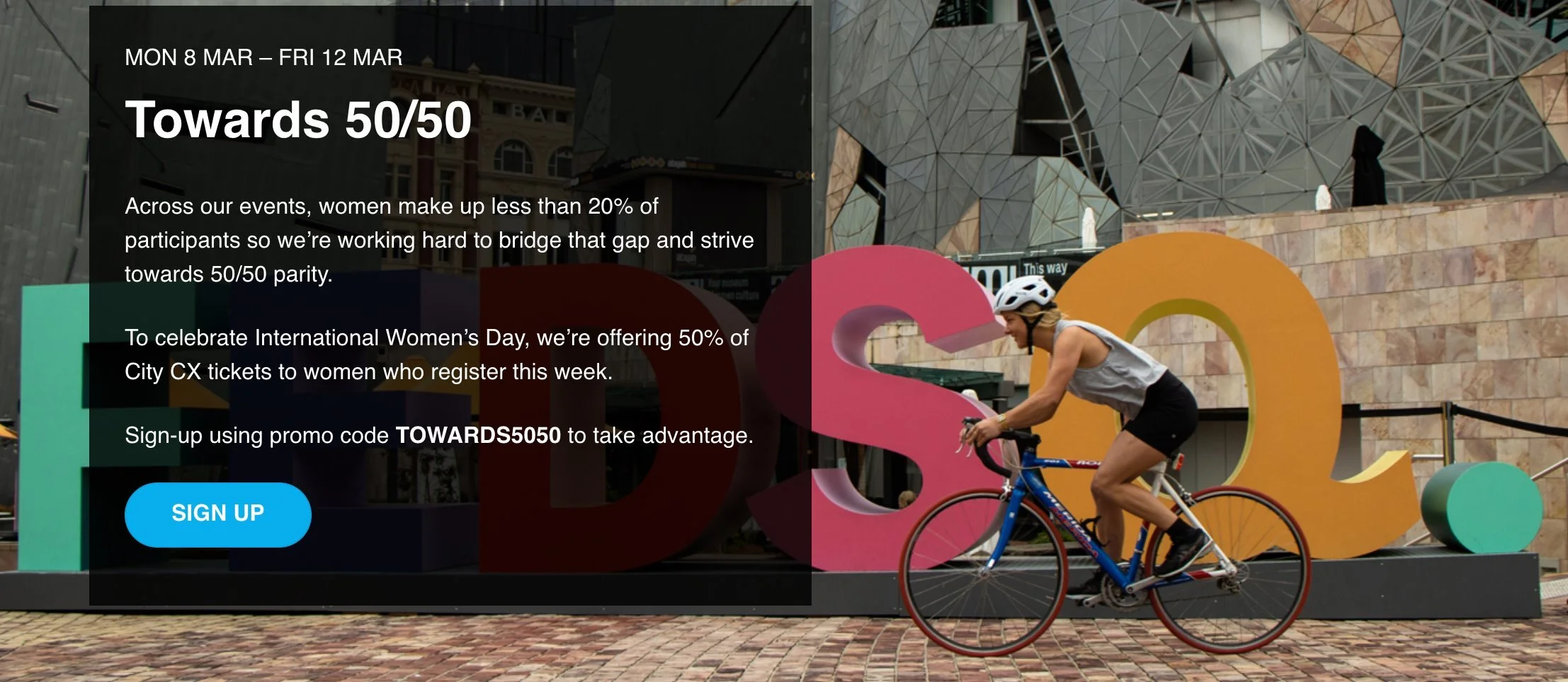 The announcement of a 50% discount for women who signed up in the wake of International Women’s Day was certainly welcome, but may have come too late .Photo: Bicycle Network