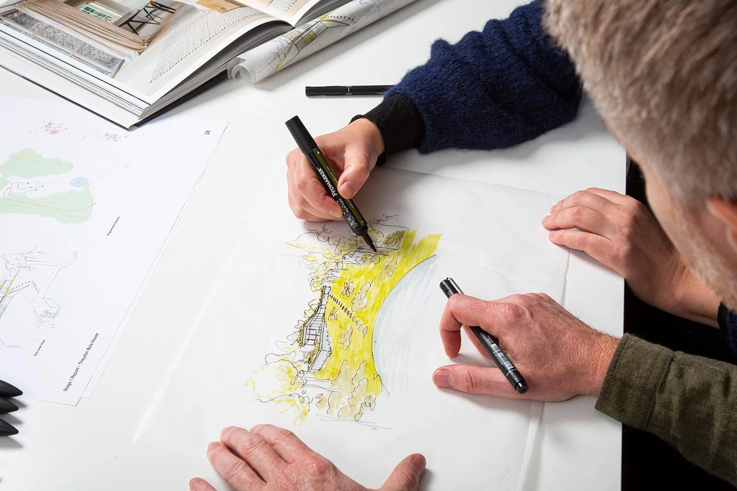 Studio CMA architects sketching house extension ideas during an early design session
