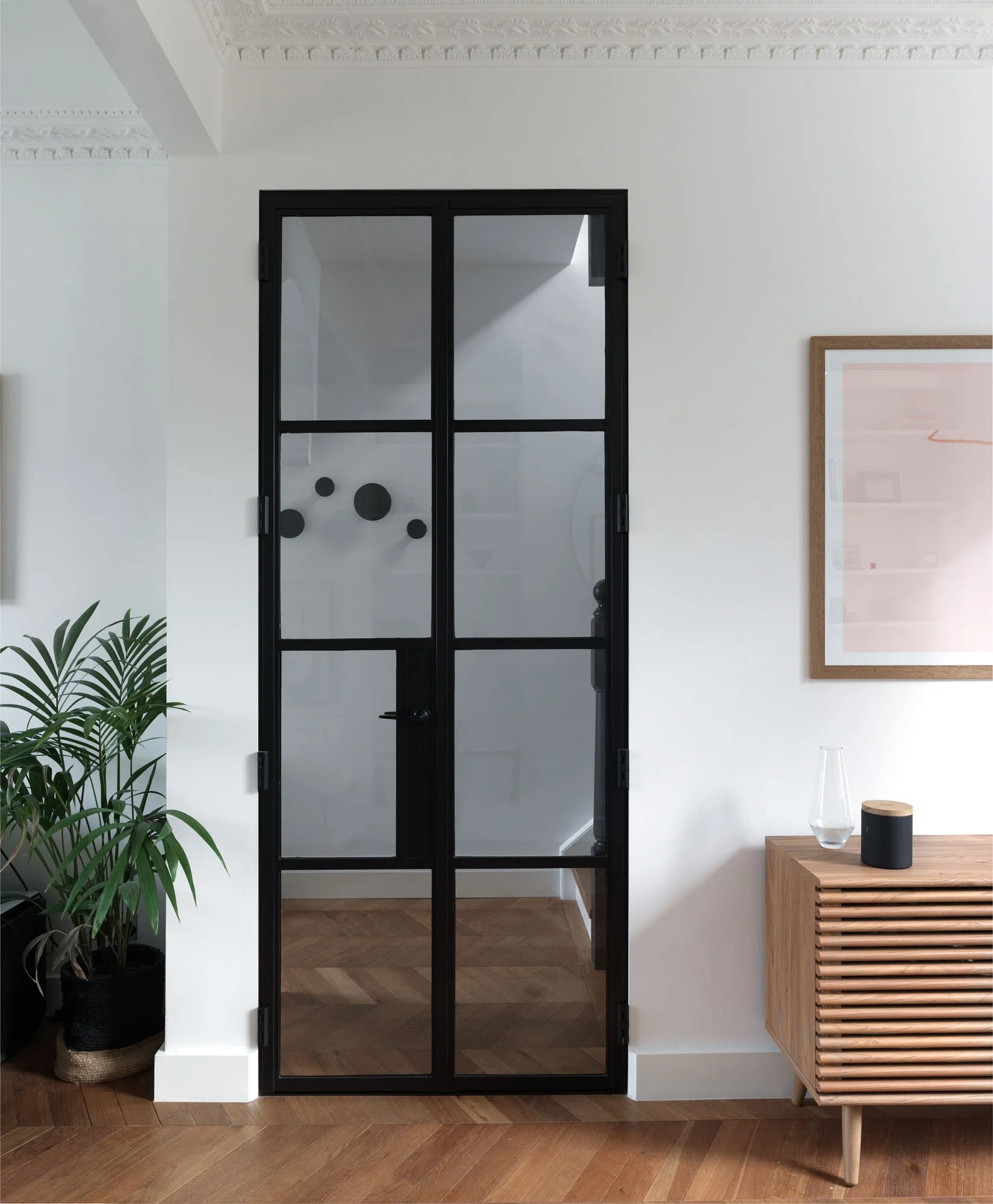 Glazed fire doors in an Islington Victorian terrace loft extension within the Arlington Square Conservation Area.