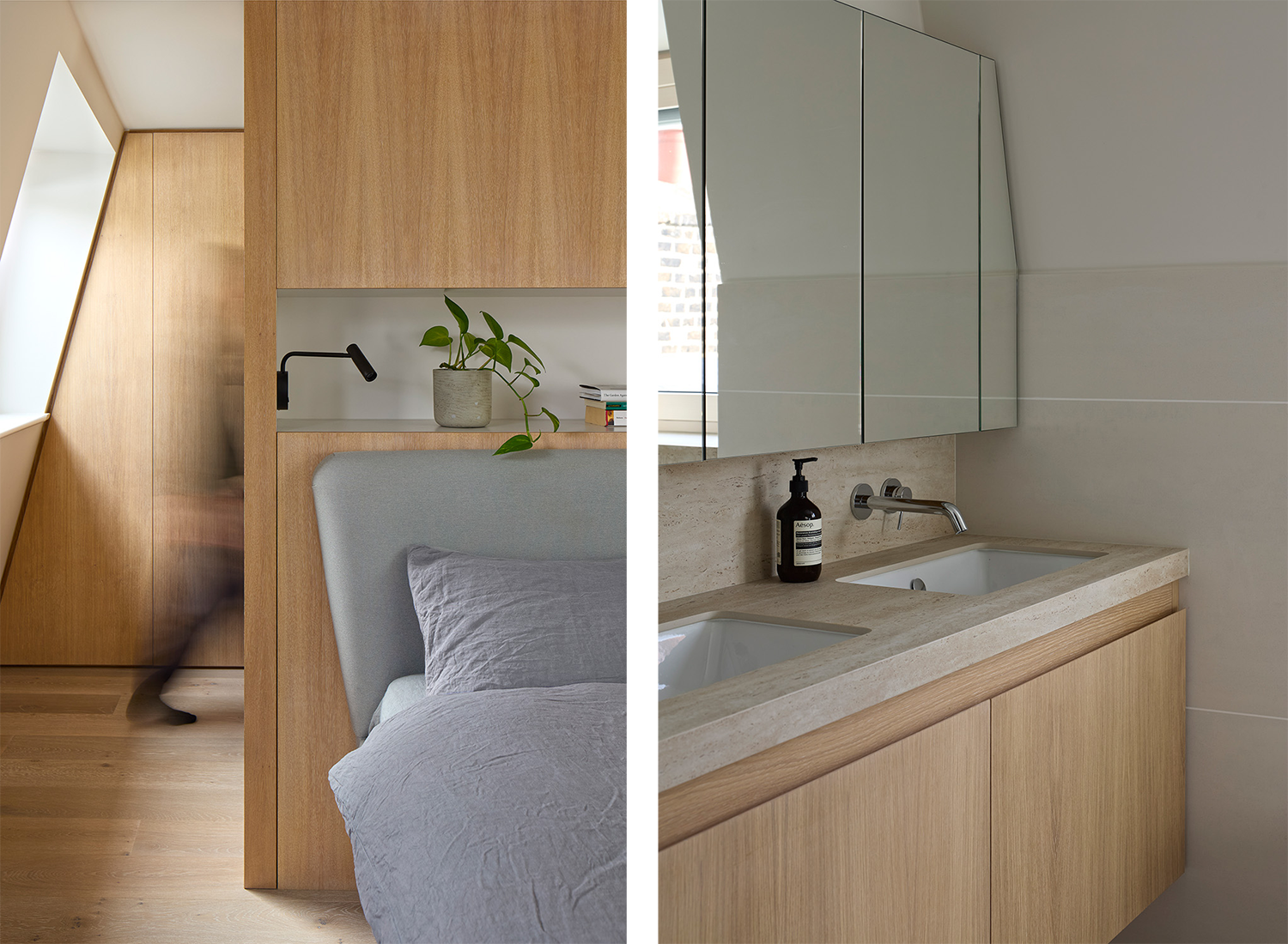Finished loft bedroom and ensuite in a Lower Clapton Victorian terrace after retrofit and loft extension