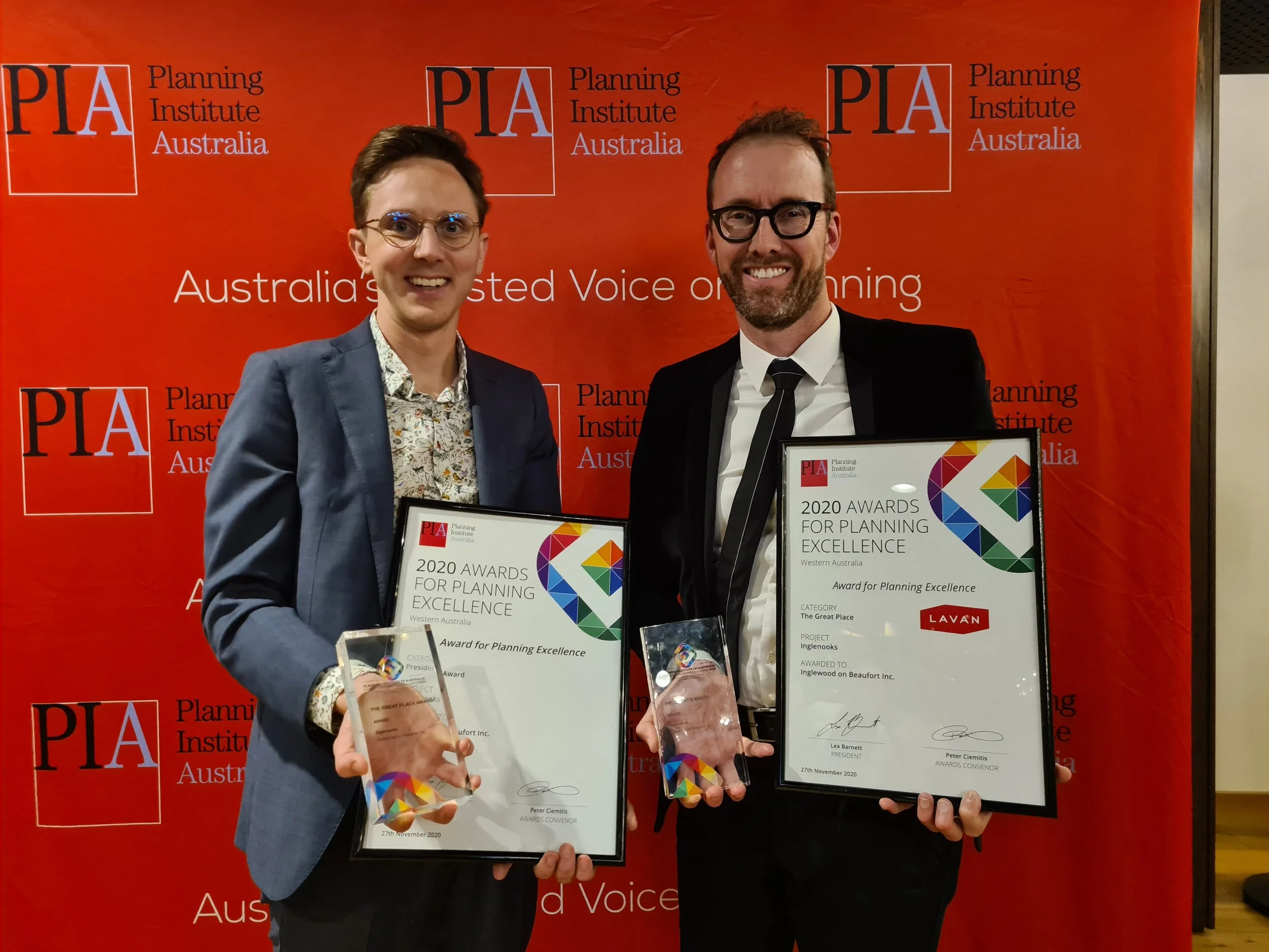 Ben and Damien from Inglewood of Beaufort Inc at the PIA WA 2020 Awards night