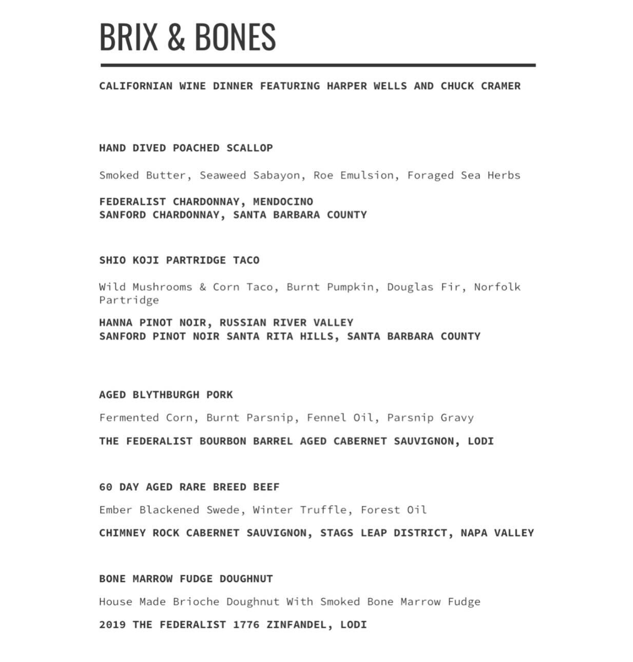 On Thursday evening we are very excited for an evening of food and Californian wine &bull; 

This five course tasting menu has been curated by @georgewoodchef and each dish is paired with wine chosen by Chuck Cramer and also features @harperwellswine