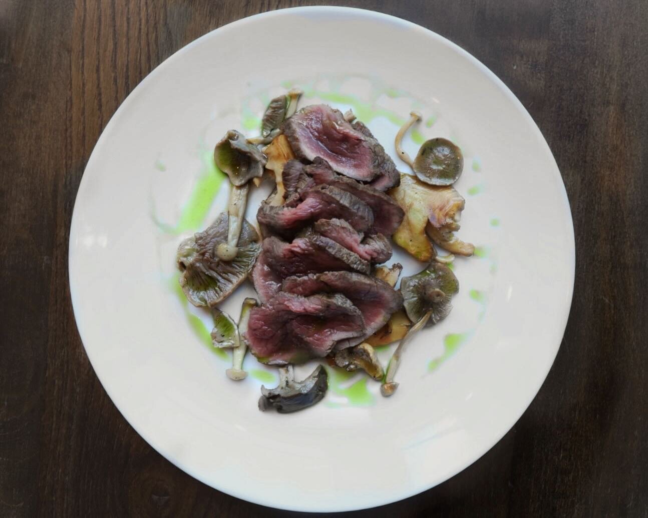 Norfolk venison haunch, plum and apple, wild mushrooms &bull;

This is a red deer, which is the largest native species of deer in the UK. It is sustainably shot by a game keeper in West Norfolk.

The venison is glazed with lactose plum and apple sauc