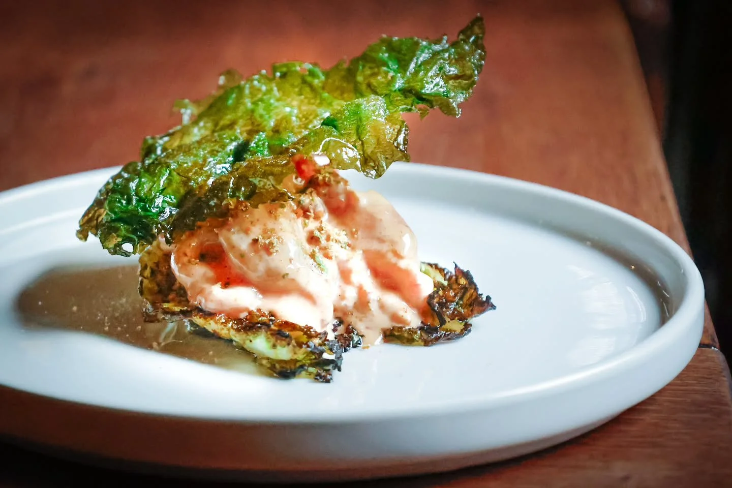 Serving lunch until 2pm today - walk-ins welcome.

Pictured is one of our starters available - BBQ prawn cocktail.

Prawns cooked over the coals, grilled baby gem, Mary rose sauce, fried sea lettuce, prawn crumb.

To book a table pop to our website- 