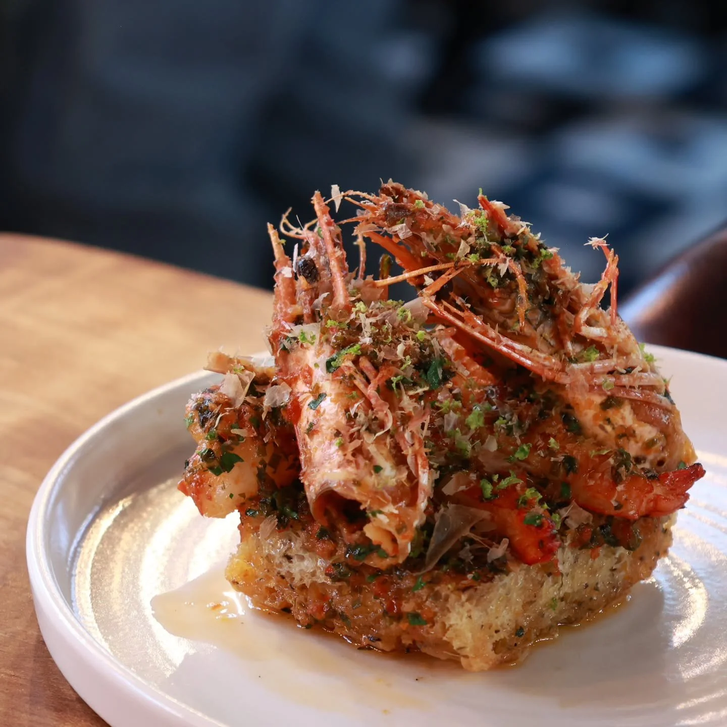 One of the highlights from this weekend's lunch menu..

Gambas pil pil prawns, lacto chilli, focaccia.

Our excellent value lunch offering served Friday and Saturday from 12- 1.45pm is the perfect introduction to Brix &amp; Bones.

2 COURSES &pound;3