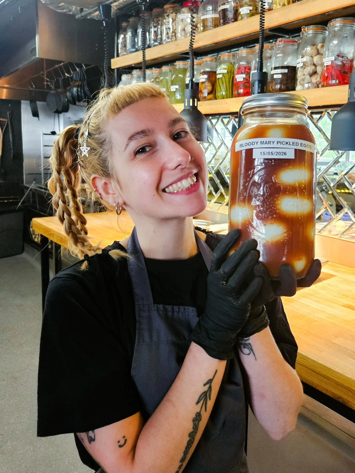 Millie's plotting a new dish.....

Bloody Mary pickled eggs are involved and may include a deep-fried oyster... We cant wait to discover what dish she produces once the pickling process is completed!

Thank you to everyone who visited this week - we'