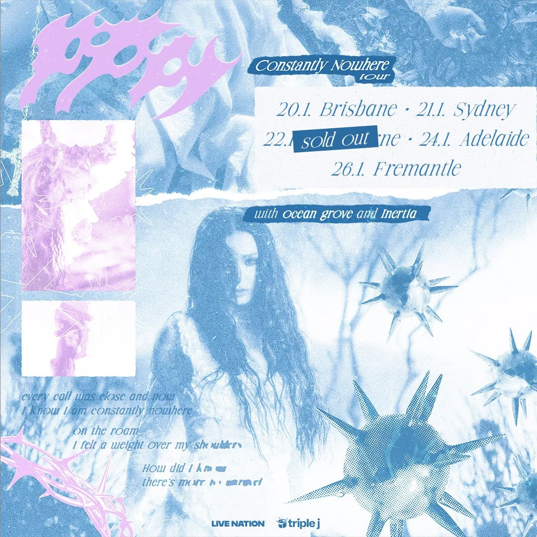 poppy australian tour poster 2026 constantly nowhere brisbane sydney melbourne adelaide fremantle 