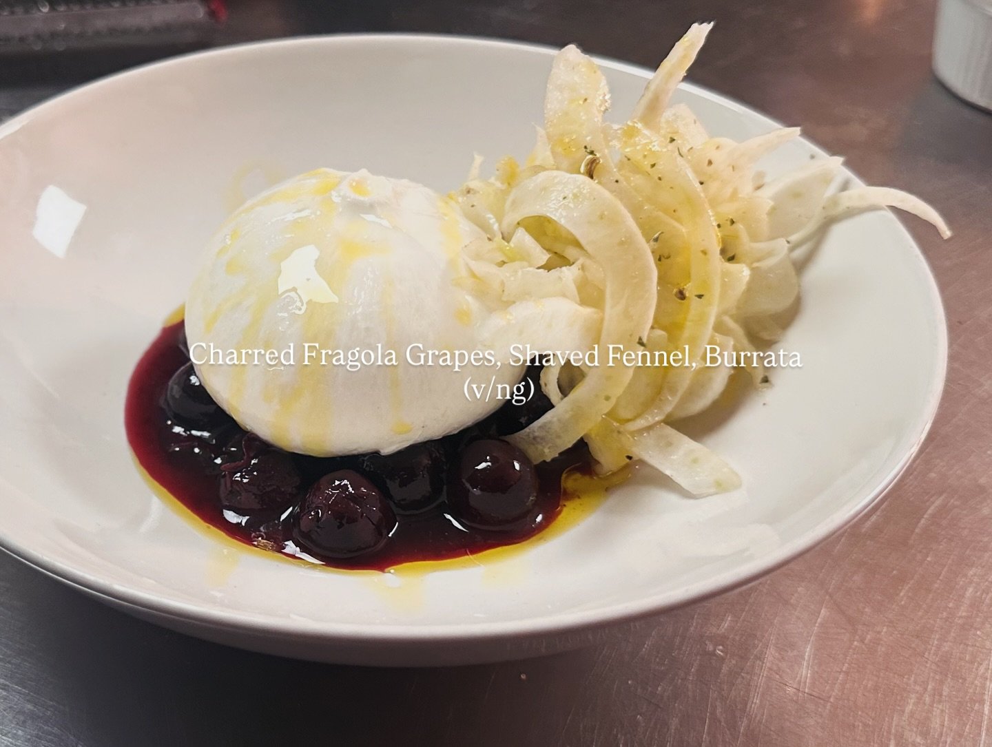 This sharing plate of Charred Fragola Grapes, Shaved Fennel &amp; Burrata is the perfect balance of sweet, smokey, fresh and creamy autumnal goodness.

On our October menu this week for your dining pleasure!

See you soon

Big love

K&amp;S
Xx