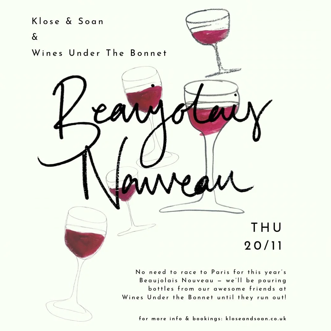 Every third Thursday in November, the arrival of Beaujolais Nouveau marks the first taste of the new harvest &mdash; bright, light, and full of charm. Join us at Klose &amp; Soan, Deptford, as we pour the latest vintage from @winesutb , served alongs
