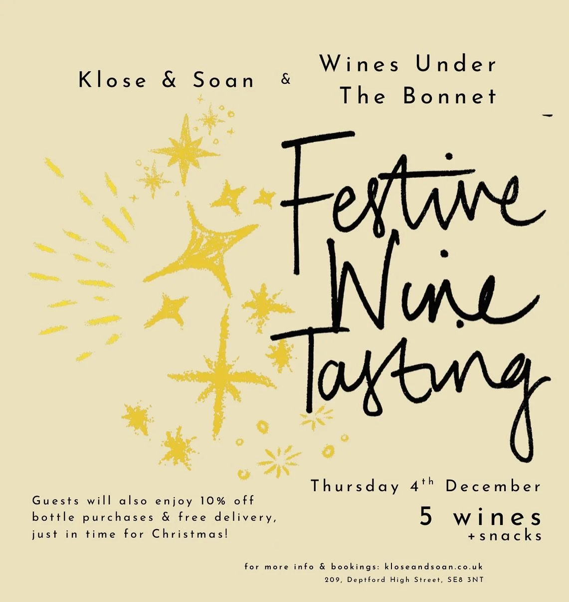 We&rsquo;re so excited to have you join us in the dining room for an evening with @winesutb , exploring five pours for the festive season ahead: a bright fizz, expressive whites, a golden skin-contact, something deep and red, and a little sweetness t