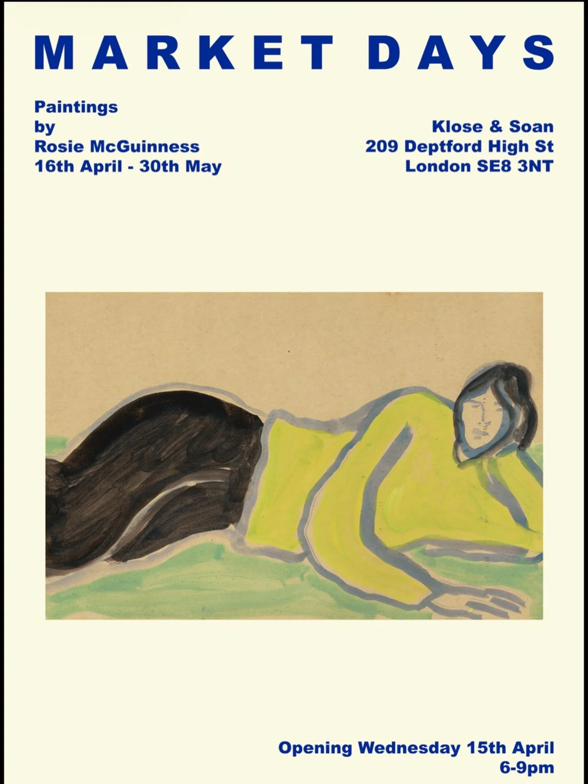 This April, we&rsquo;re so excited to be welcoming Market Days, a new exhibition by Lewisham-based artist and textile print designer @rosiemcguinness 

Working on papers sourced from Deptford Market, Rosie&rsquo;s paintings bring together figures, do