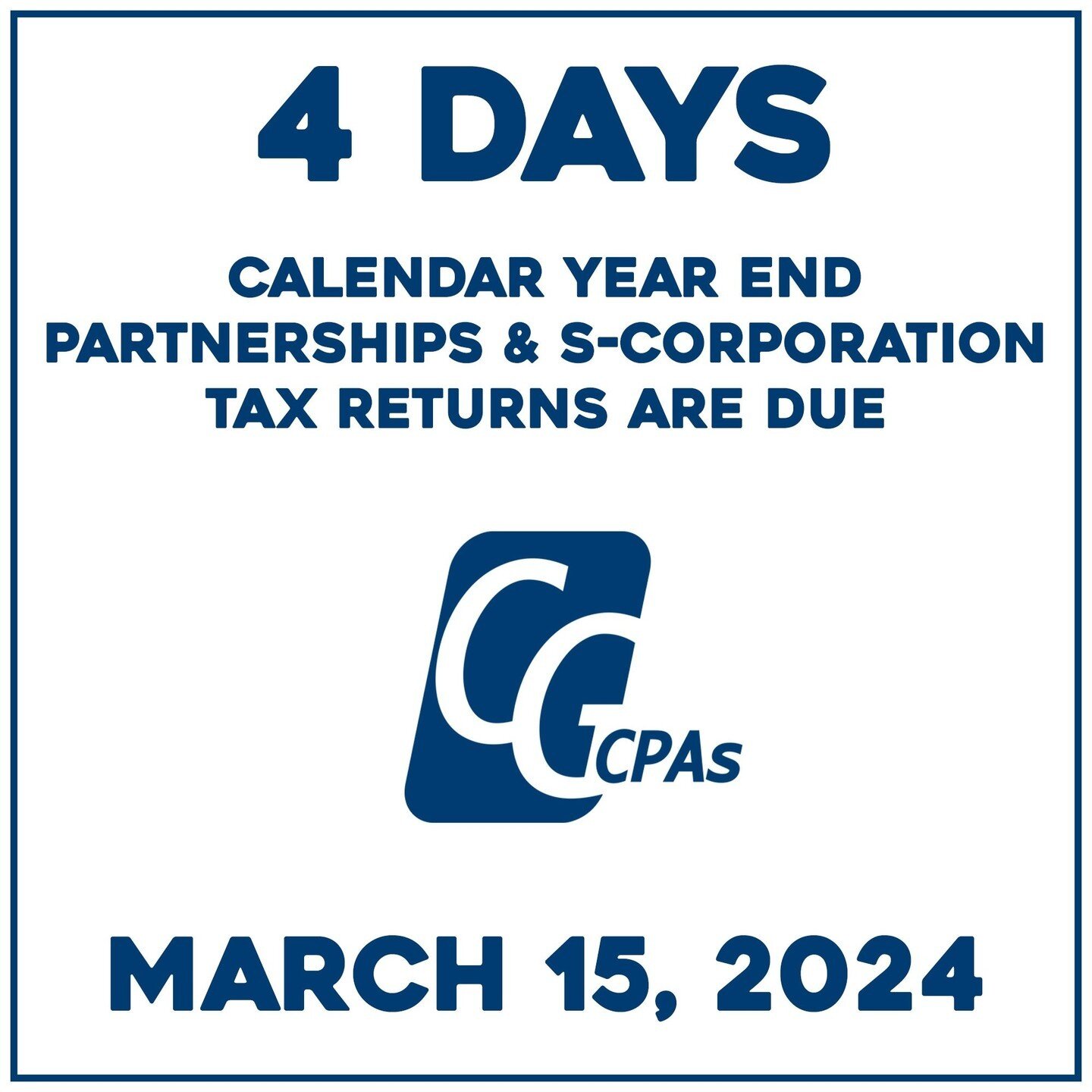 There are 4 days until the deadline for S-corporations and partnerships to file their 2023 business tax returns.