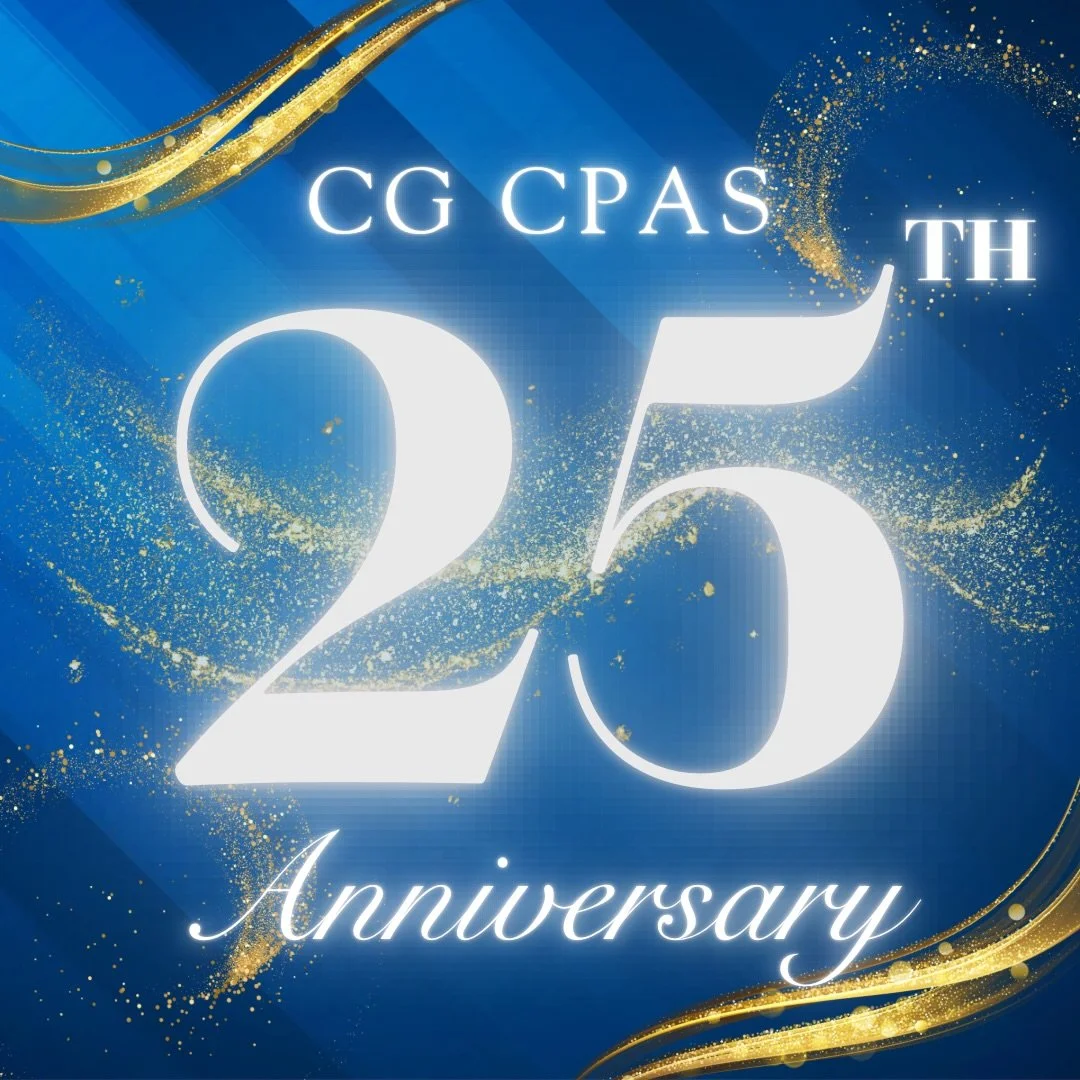 🎉CG CPAs&nbsp;is&nbsp;very proud to celebrate 25 years in business. 🎉

Founded on January 10, 2001, as B. D. Cox &amp; Company, CG CPAs could not have achieved this milestone without the incredible clients it has had the pleasure to provide service