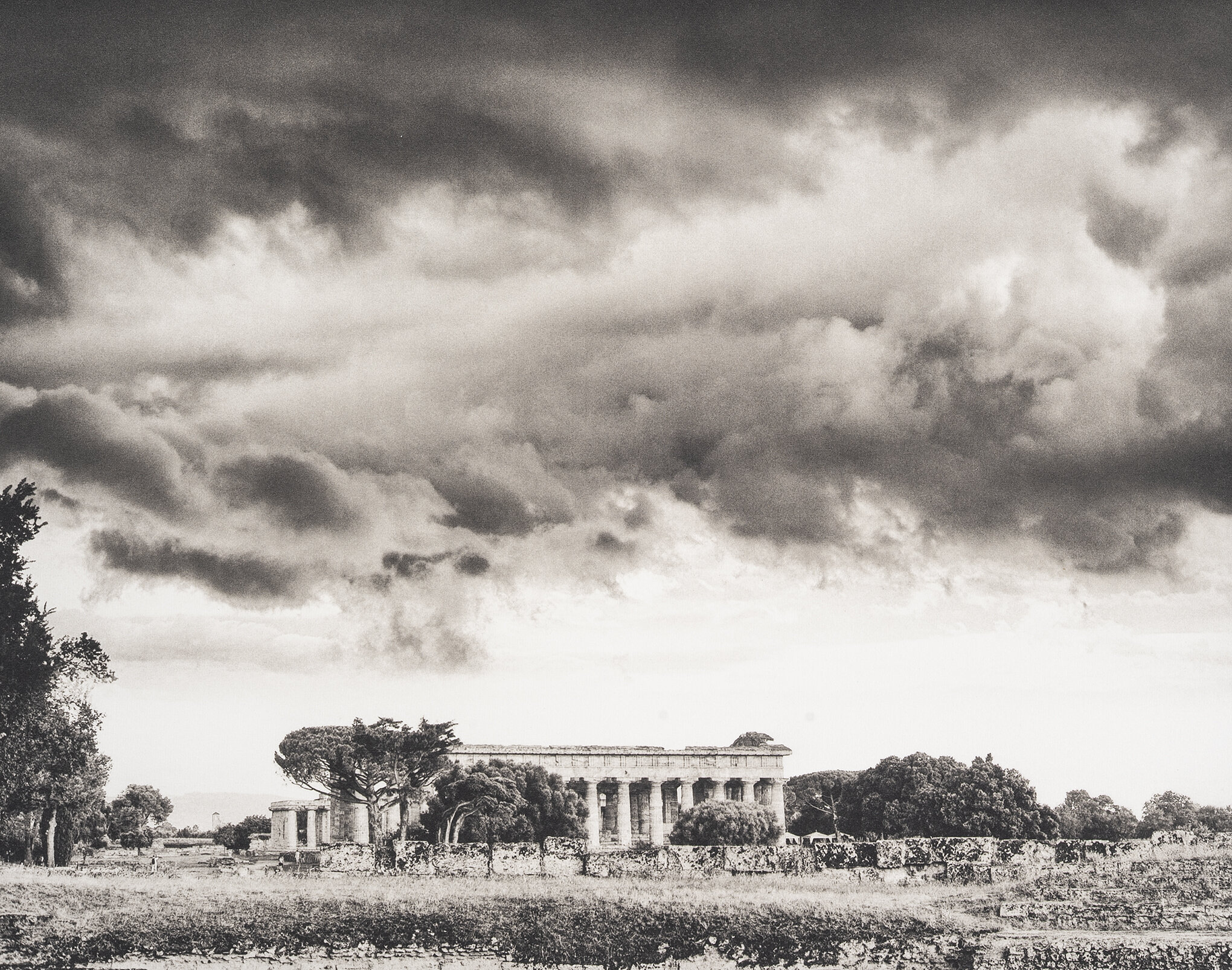 Temple of Neptune with clouds Paestum Italy