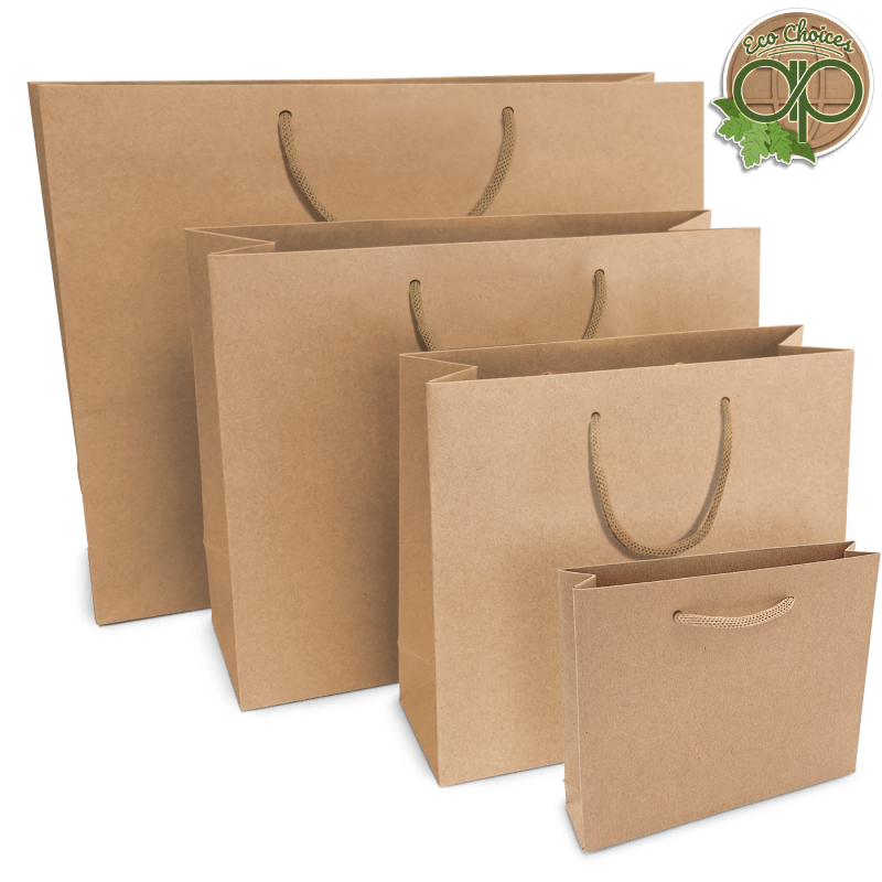 Brown Paper Brand Name Shopping Bags Brown Kraft Eco Luxury