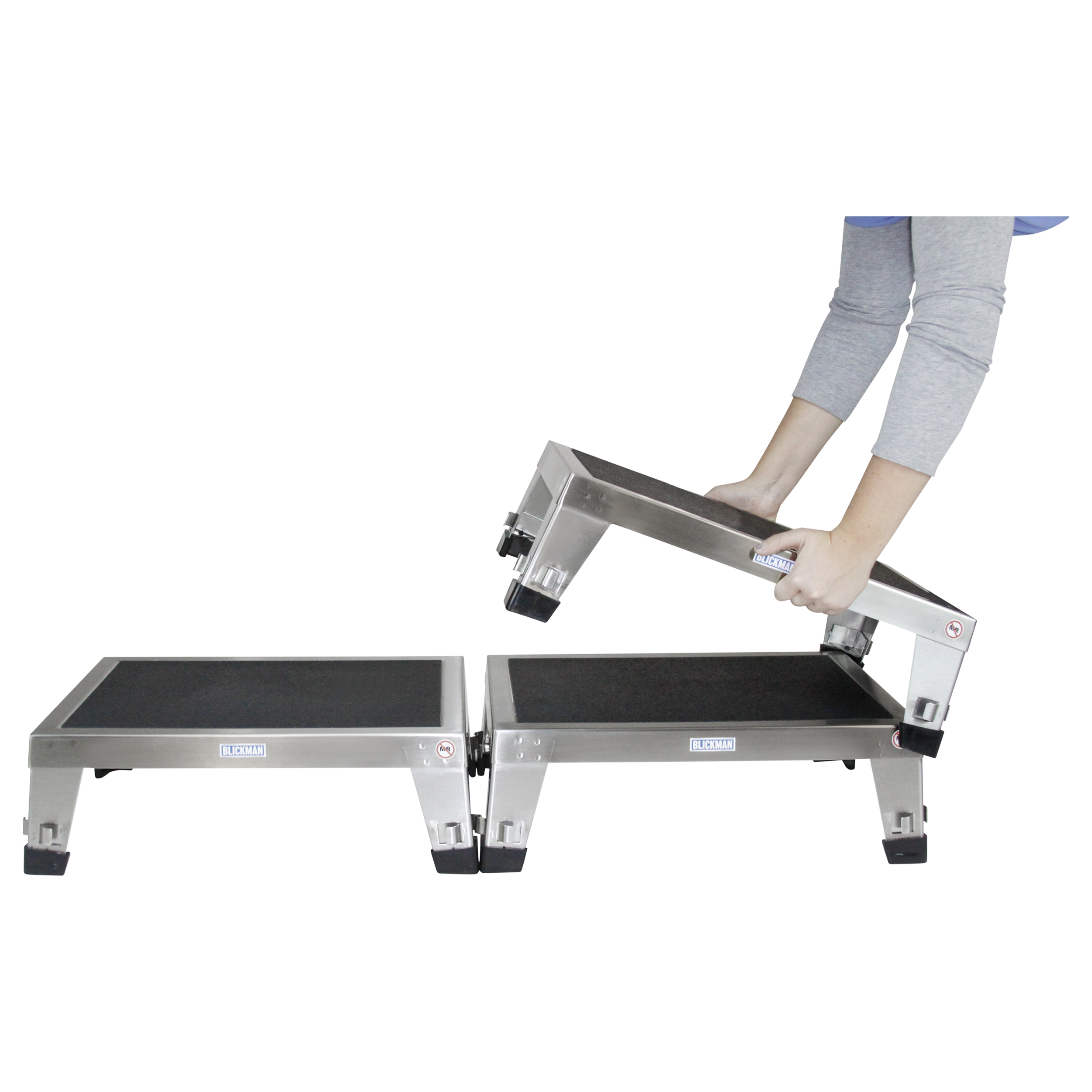 8862SS Stainless Steel EZ Stacking Stool with NonSkid Rubber Treads