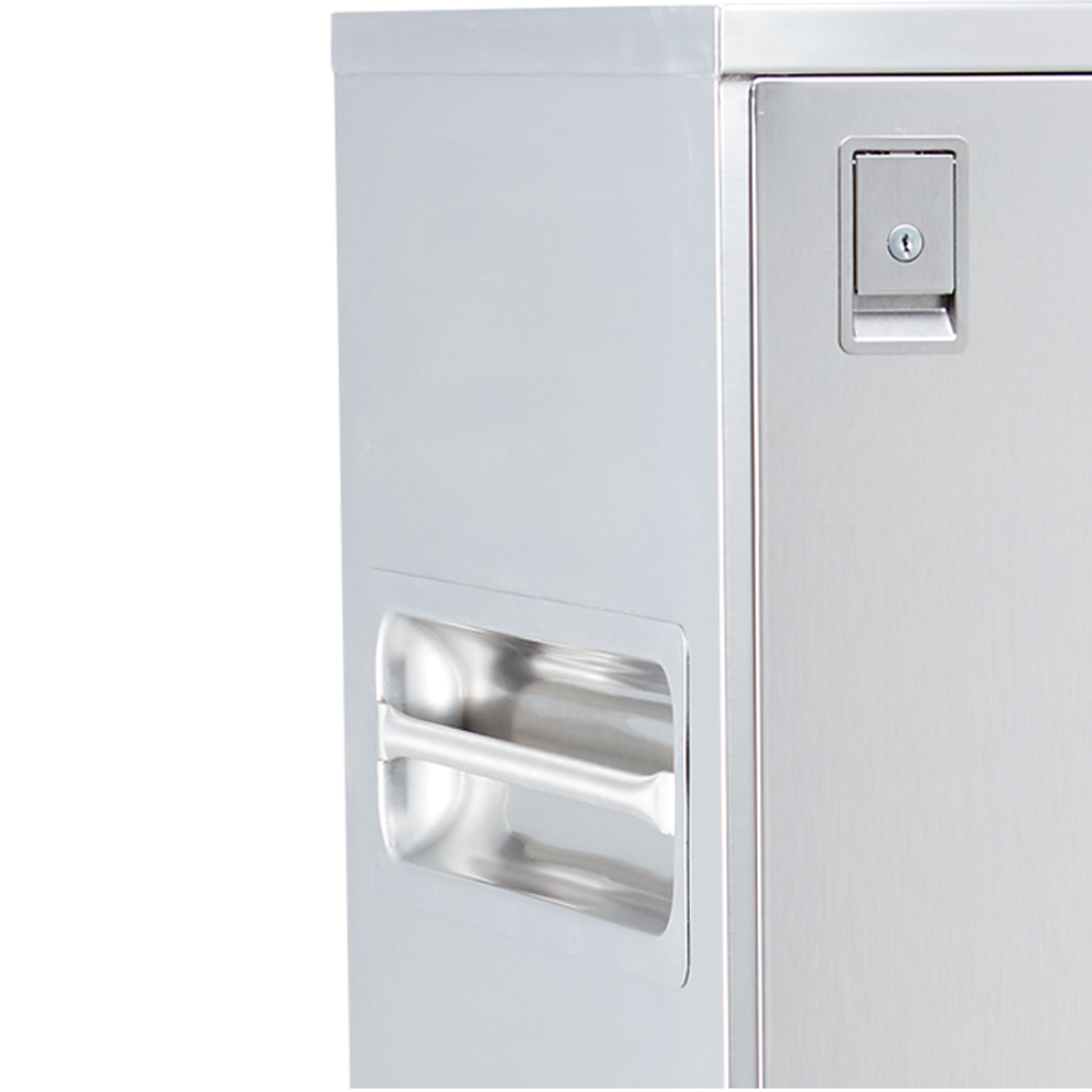 CCC5-19 Stainless Steel Ultra Space Saver Medical Case Cart; Recessed Handle Detail Zoomed In