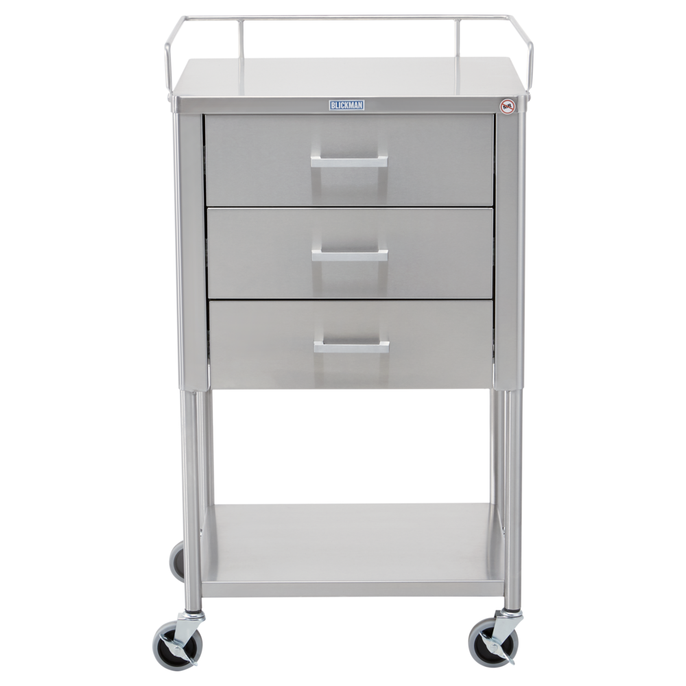 7857SS Saturn Stainless Steel Medical Utility Table with 3 Drawers and 1 Shelf (20" x 34" x 16")