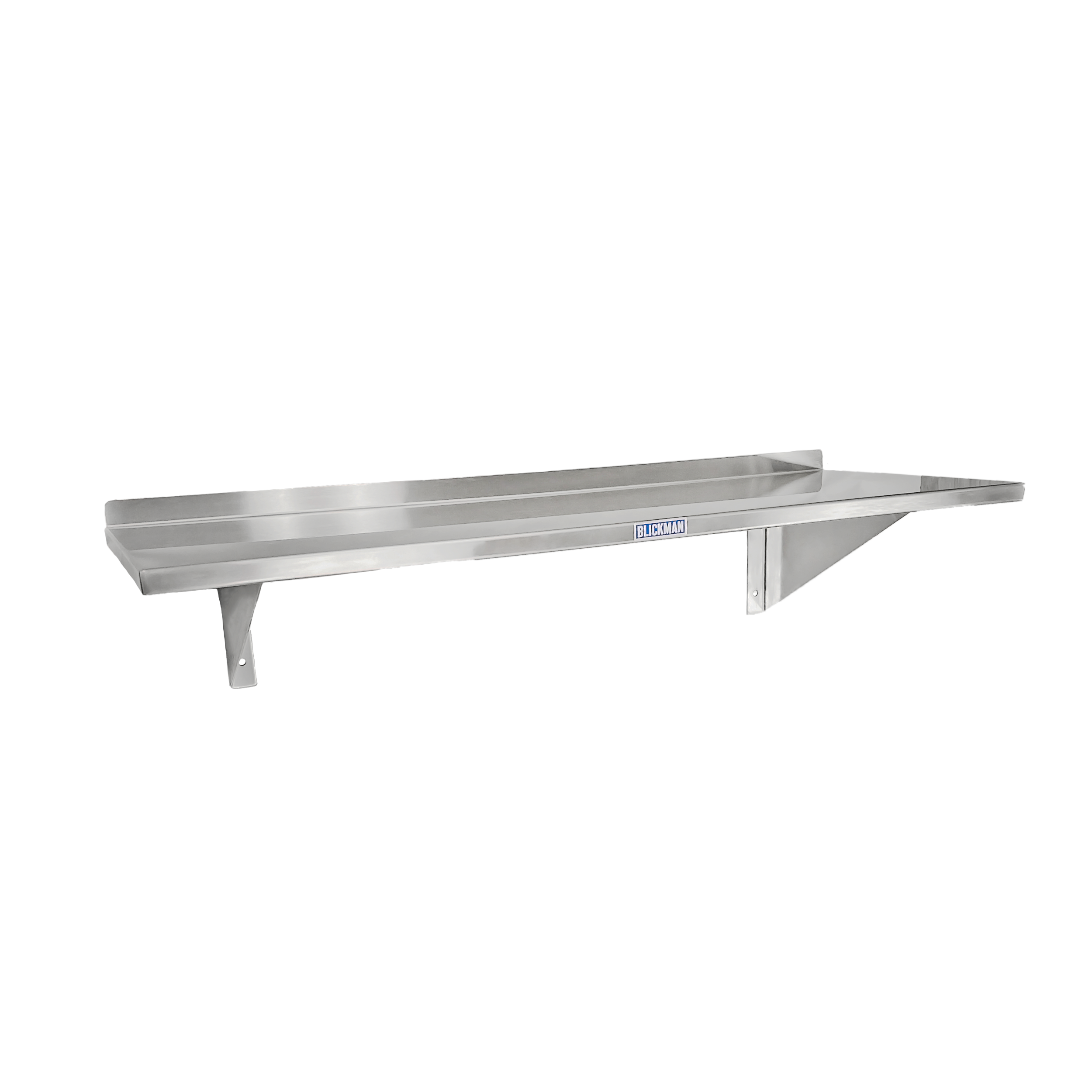 WS1212-WS12016 (18"W-120"W) Premium Stainless Steel Medical Wall Shelf Assembly; Angled View