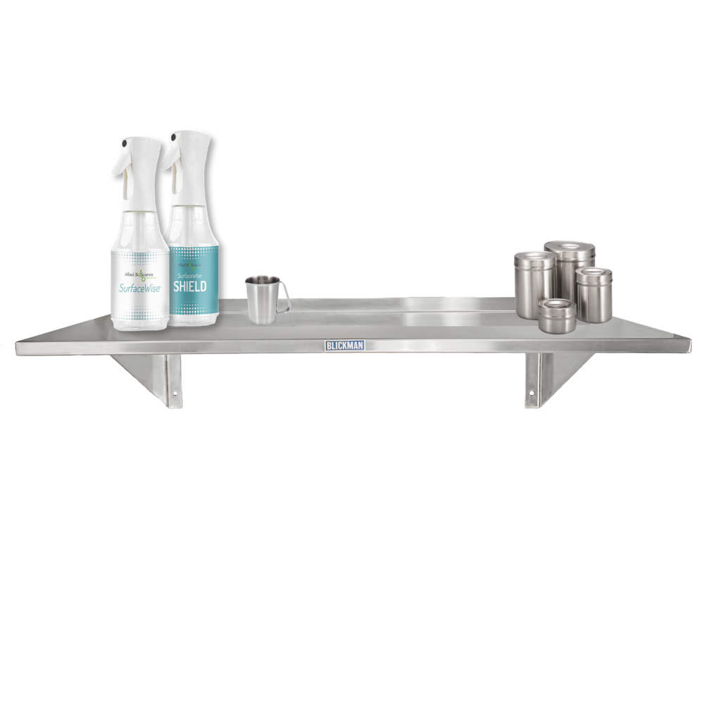 Wall Mounted Shelves: Stainless Steel, Two Brackets, BL-WS - Cleanroom World